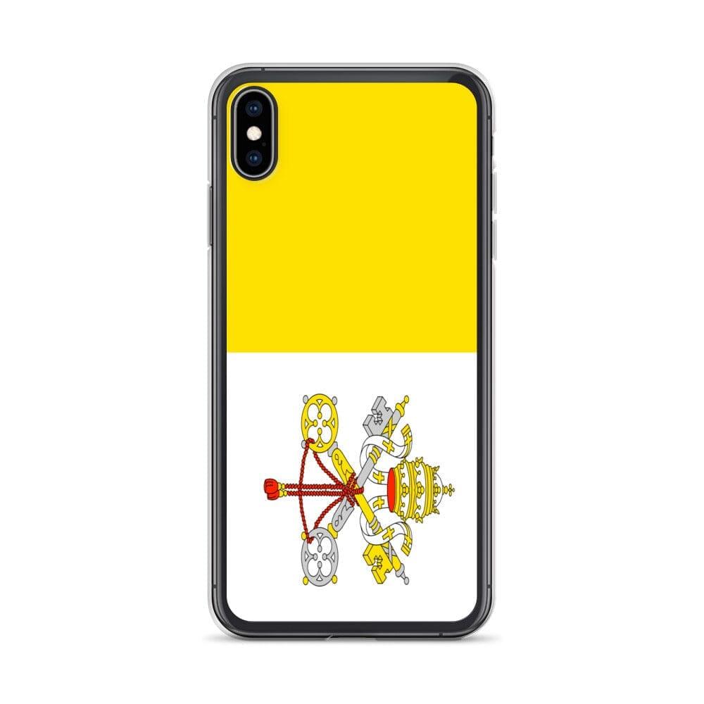 Coque de téléphone transparente avec le drapeau du Vatican, offrant une protection pour iPhone.