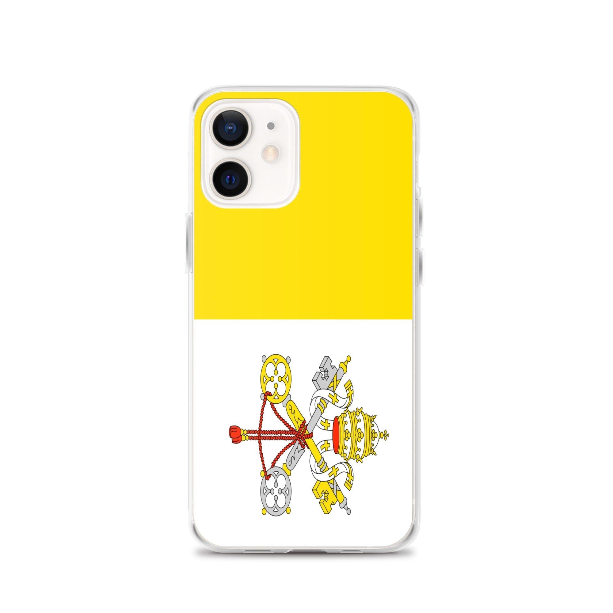 Coque de téléphone transparente avec le drapeau du Vatican, offrant une protection pour iPhone.