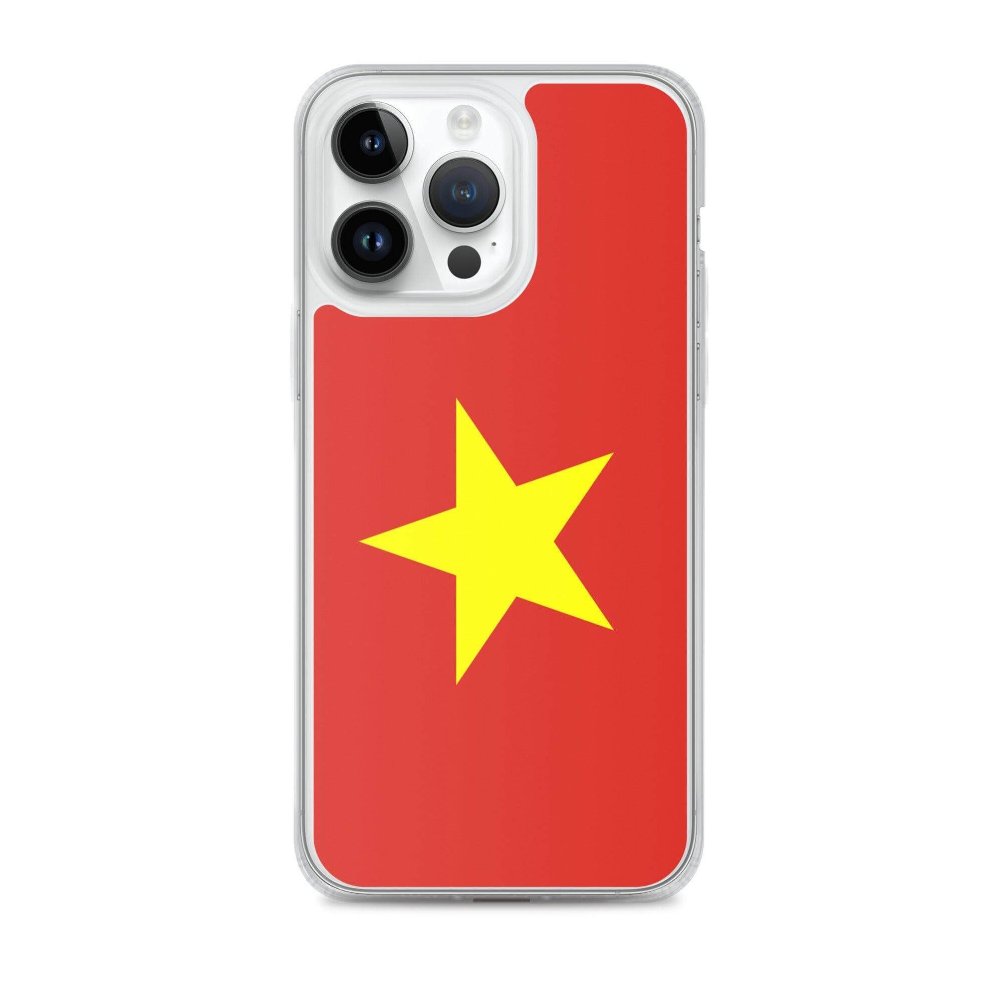 Coque de téléphone transparente avec le drapeau du Viêt Nam, offrant une protection pour iPhone.