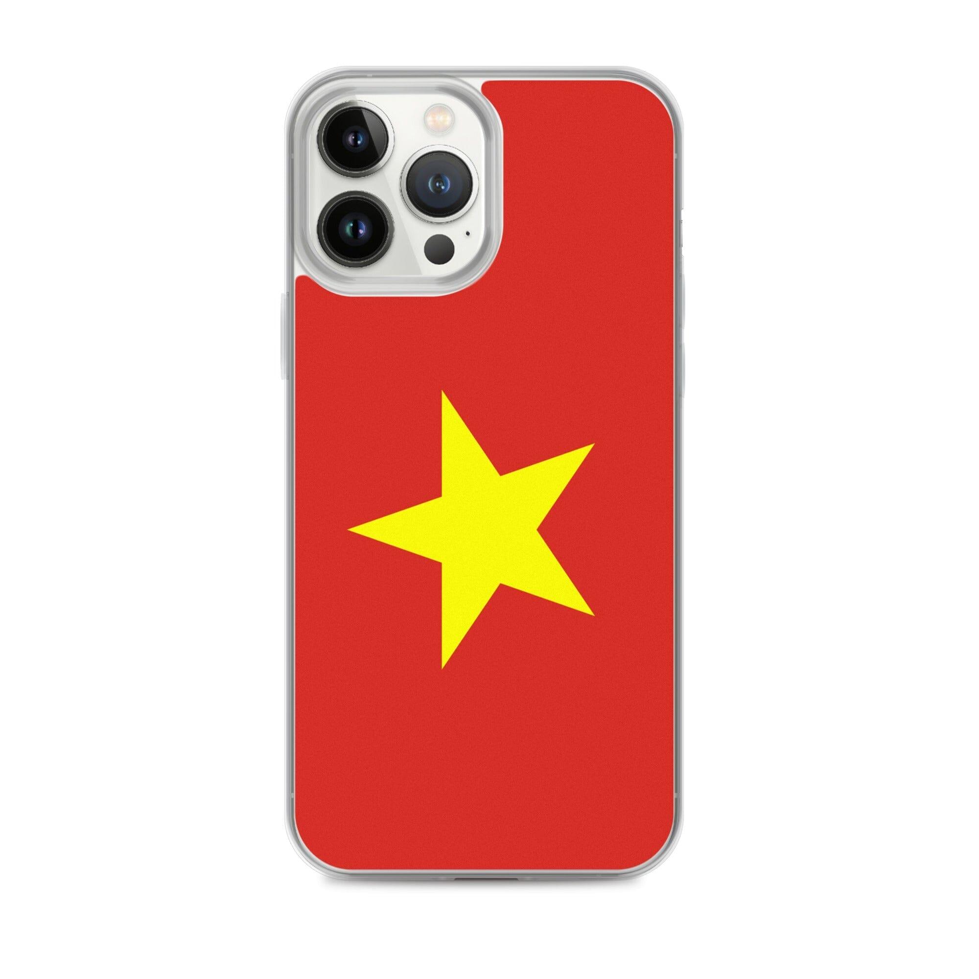 Coque de téléphone transparente avec le drapeau du Viêt Nam, offrant une protection pour iPhone.