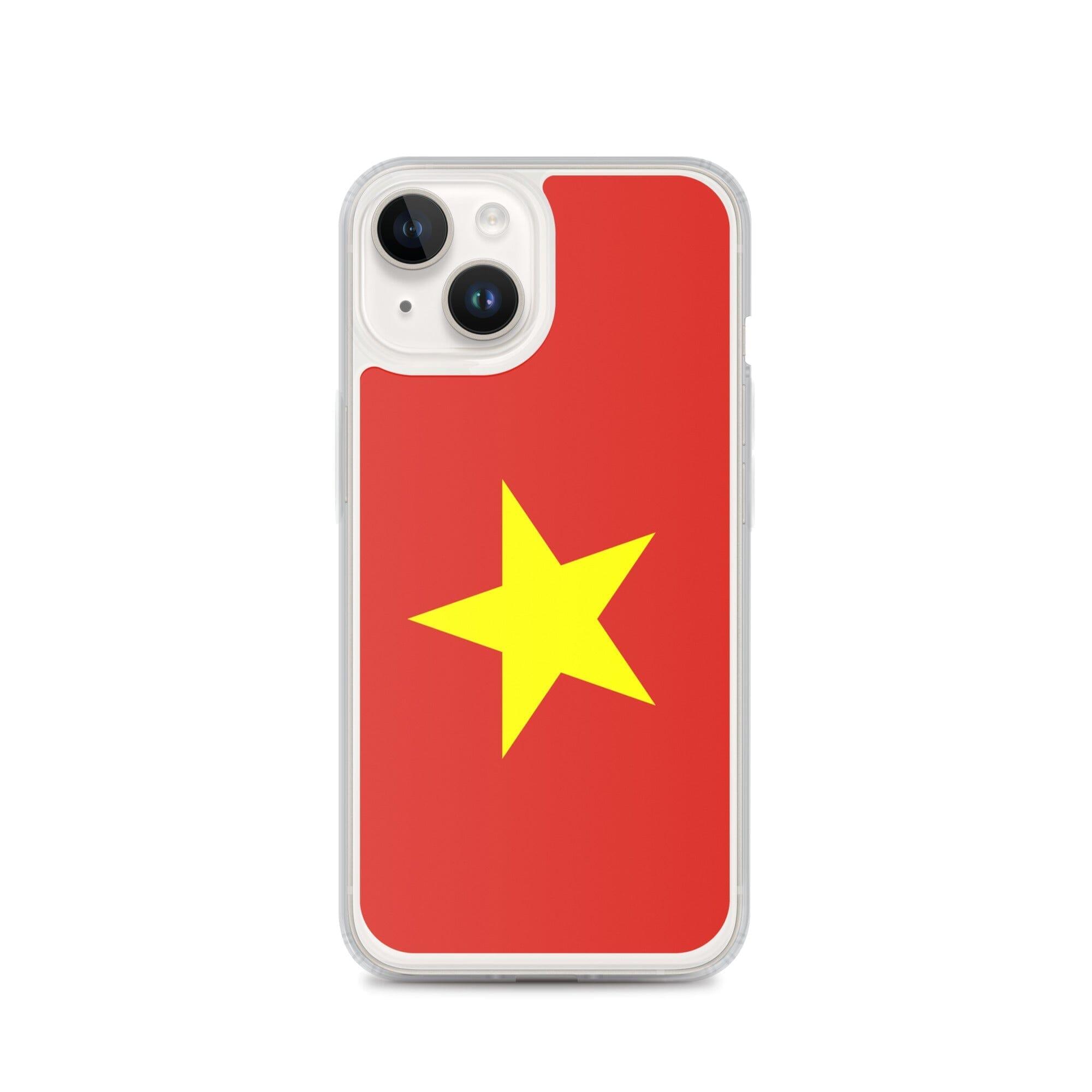 Coque de téléphone transparente avec le drapeau du Viêt Nam, offrant une protection pour iPhone.