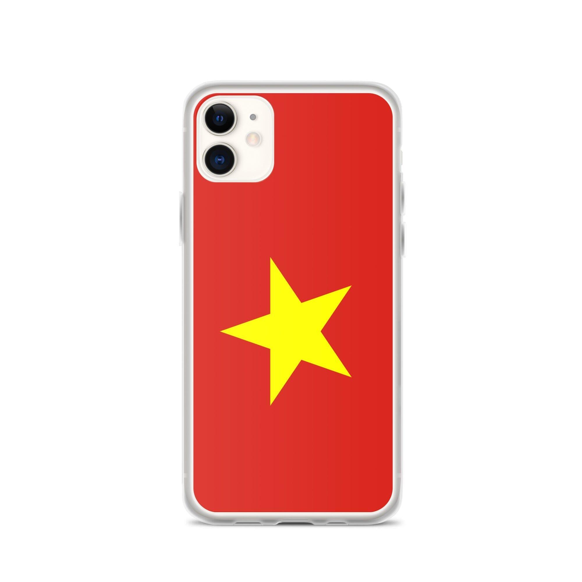 Coque de téléphone transparente avec le drapeau du Viêt Nam, offrant une protection pour iPhone.