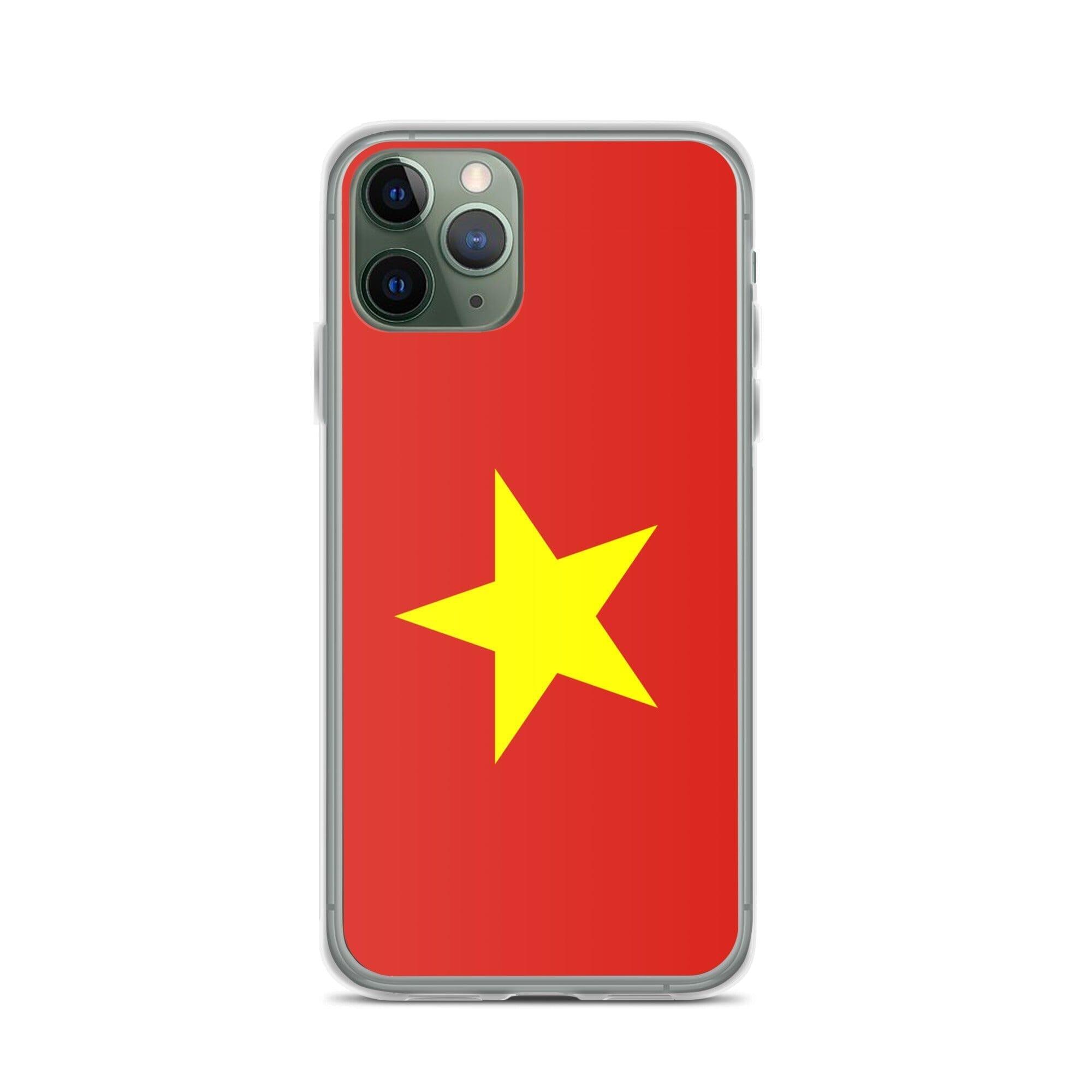 Coque de téléphone transparente avec le drapeau du Viêt Nam, offrant une protection pour iPhone.