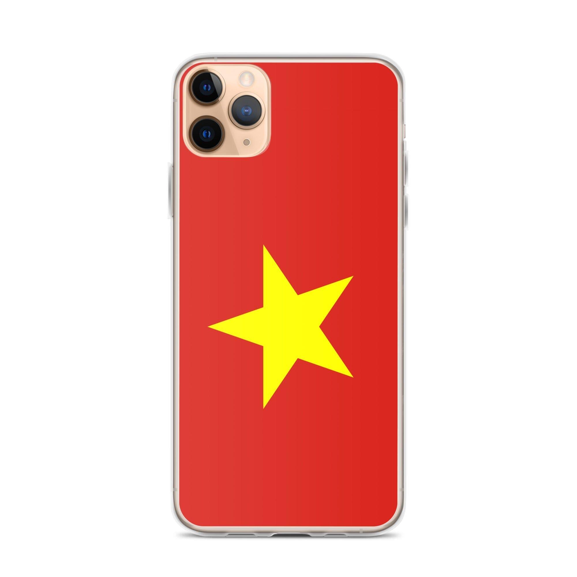 Coque de téléphone transparente avec le drapeau du Viêt Nam, offrant une protection pour iPhone.