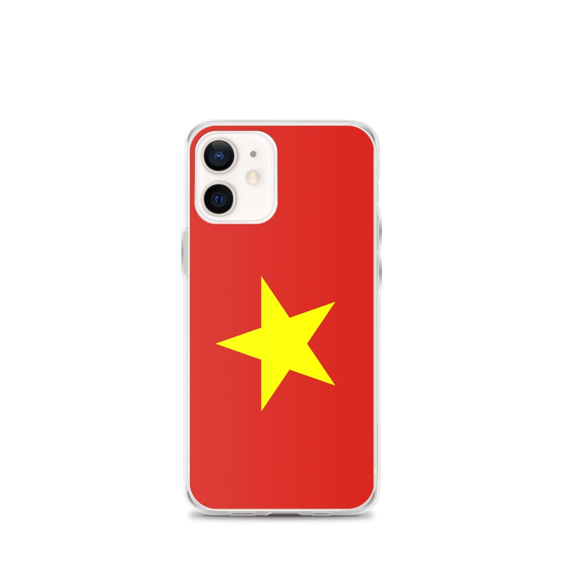 Coque de téléphone transparente avec le drapeau du Viêt Nam, offrant une protection pour iPhone.