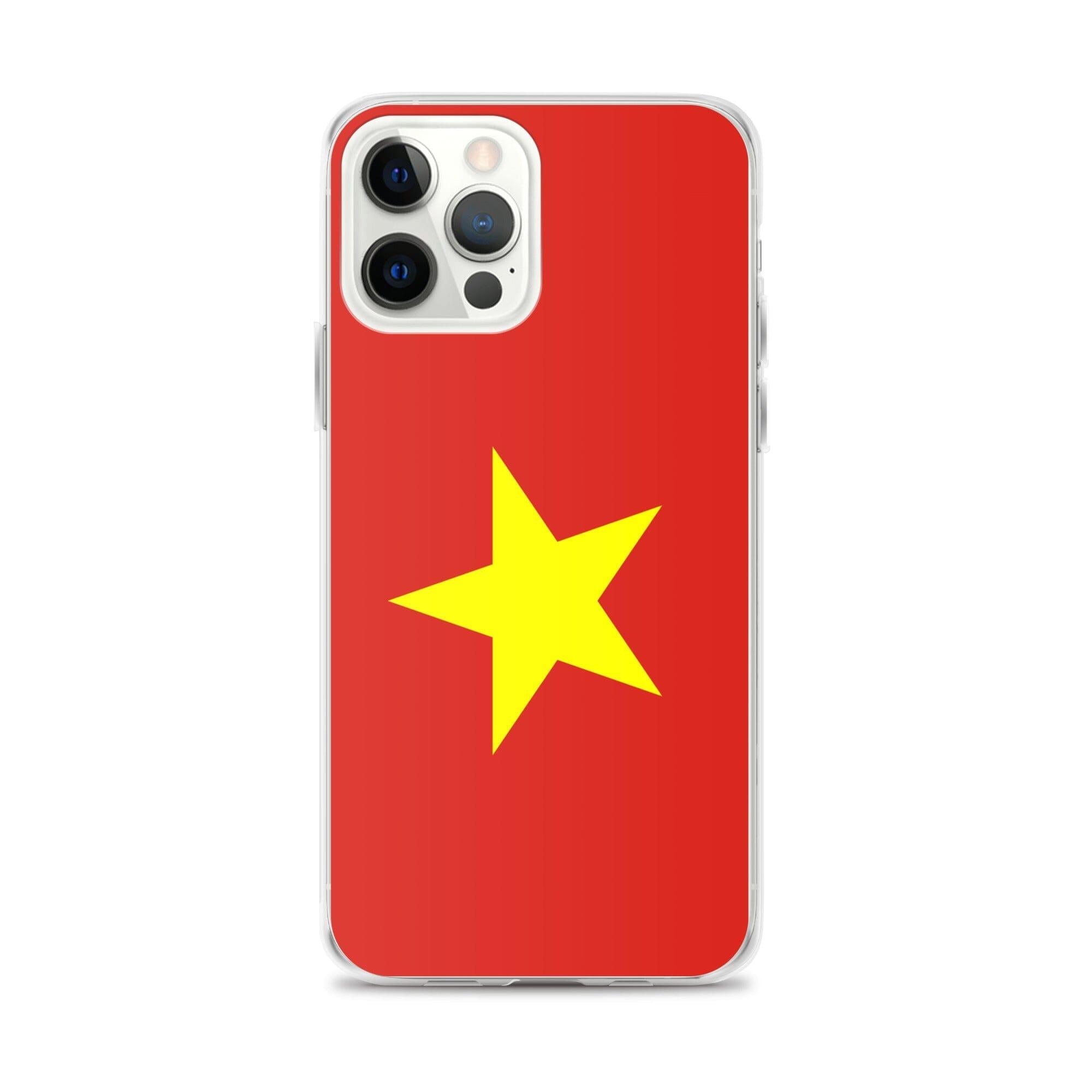 Coque de téléphone transparente avec le drapeau du Viêt Nam, offrant une protection pour iPhone.