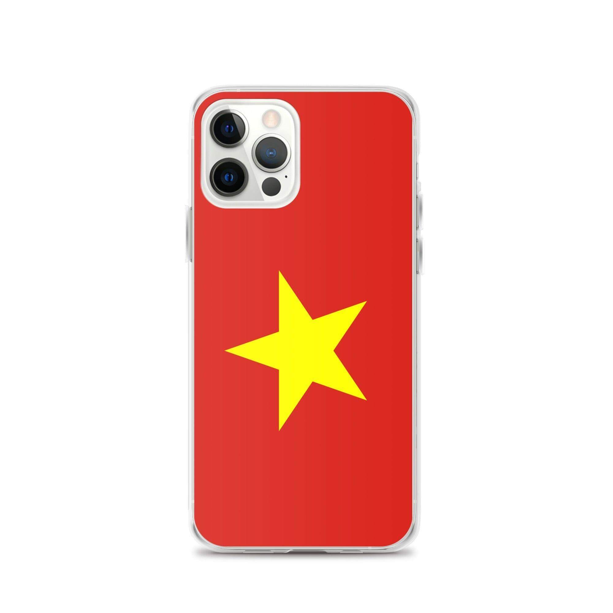 Coque de téléphone transparente avec le drapeau du Viêt Nam, offrant une protection pour iPhone.