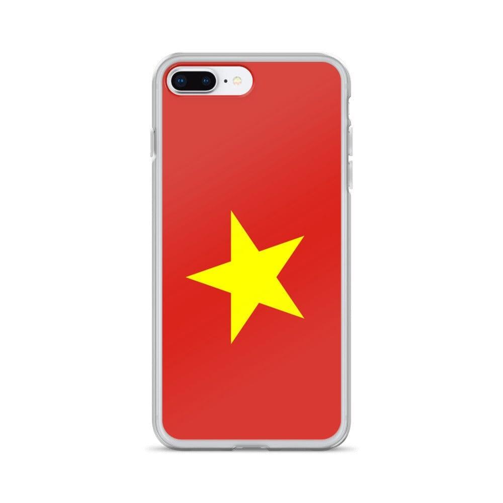 Coque de téléphone transparente avec le drapeau du Viêt Nam, offrant une protection pour iPhone.