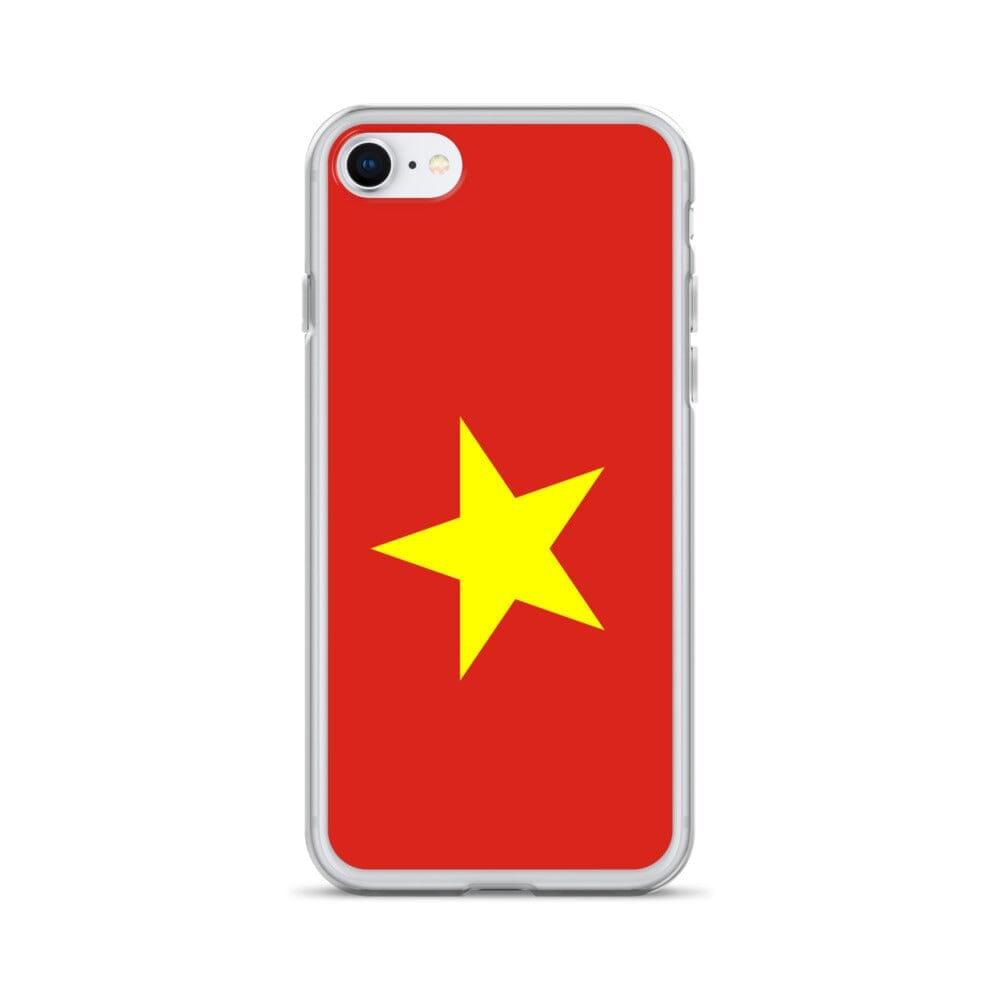 Coque de téléphone transparente avec le drapeau du Viêt Nam, offrant une protection pour iPhone.