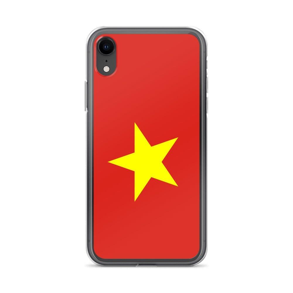 Coque de téléphone transparente avec le drapeau du Viêt Nam, offrant une protection pour iPhone.