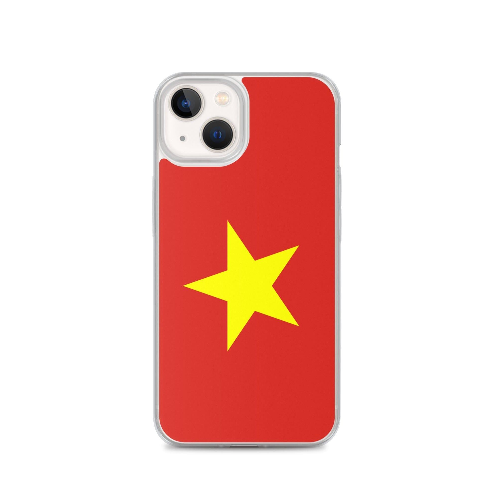 Coque de téléphone transparente avec le drapeau du Viêt Nam, offrant une protection pour iPhone.