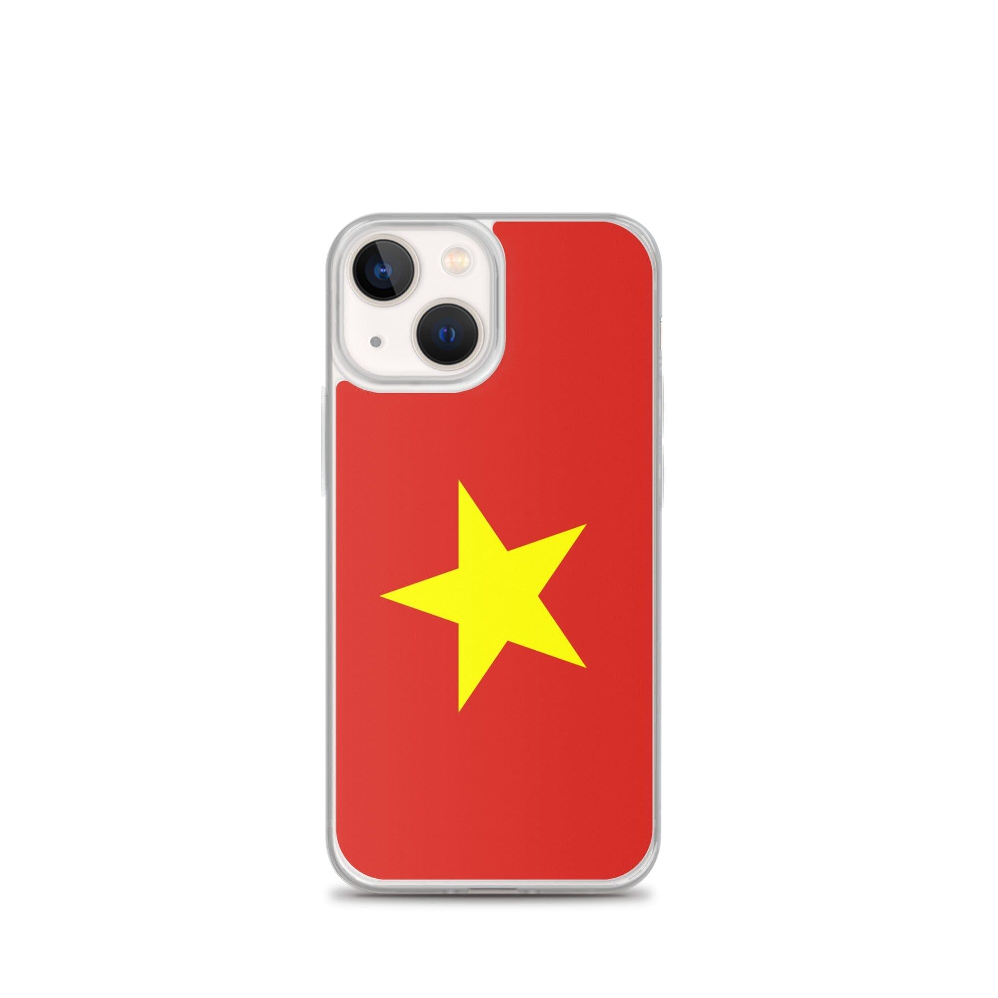 Coque de téléphone transparente avec le drapeau du Viêt Nam, offrant une protection pour iPhone.