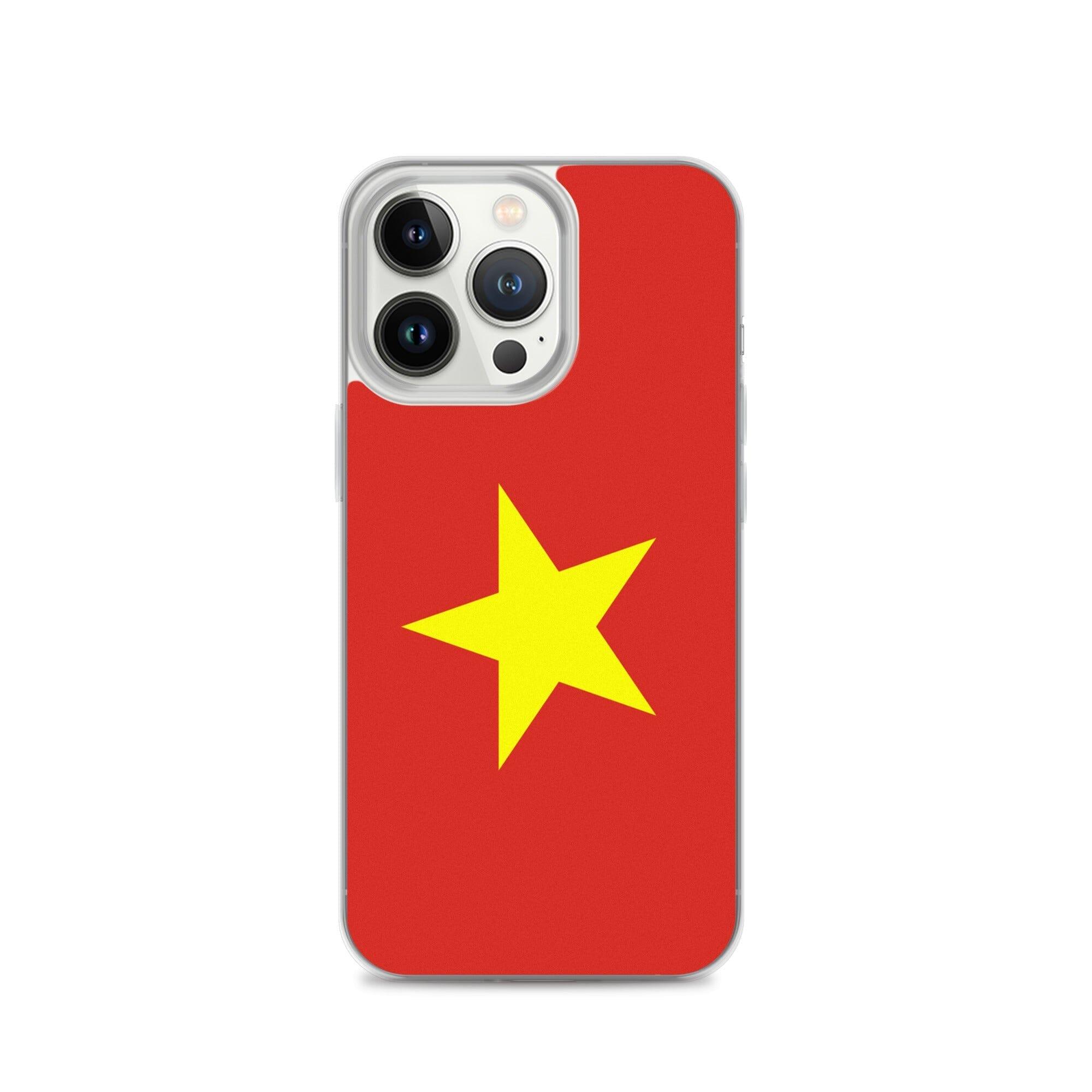 Coque de téléphone transparente avec le drapeau du Viêt Nam, offrant une protection pour iPhone.