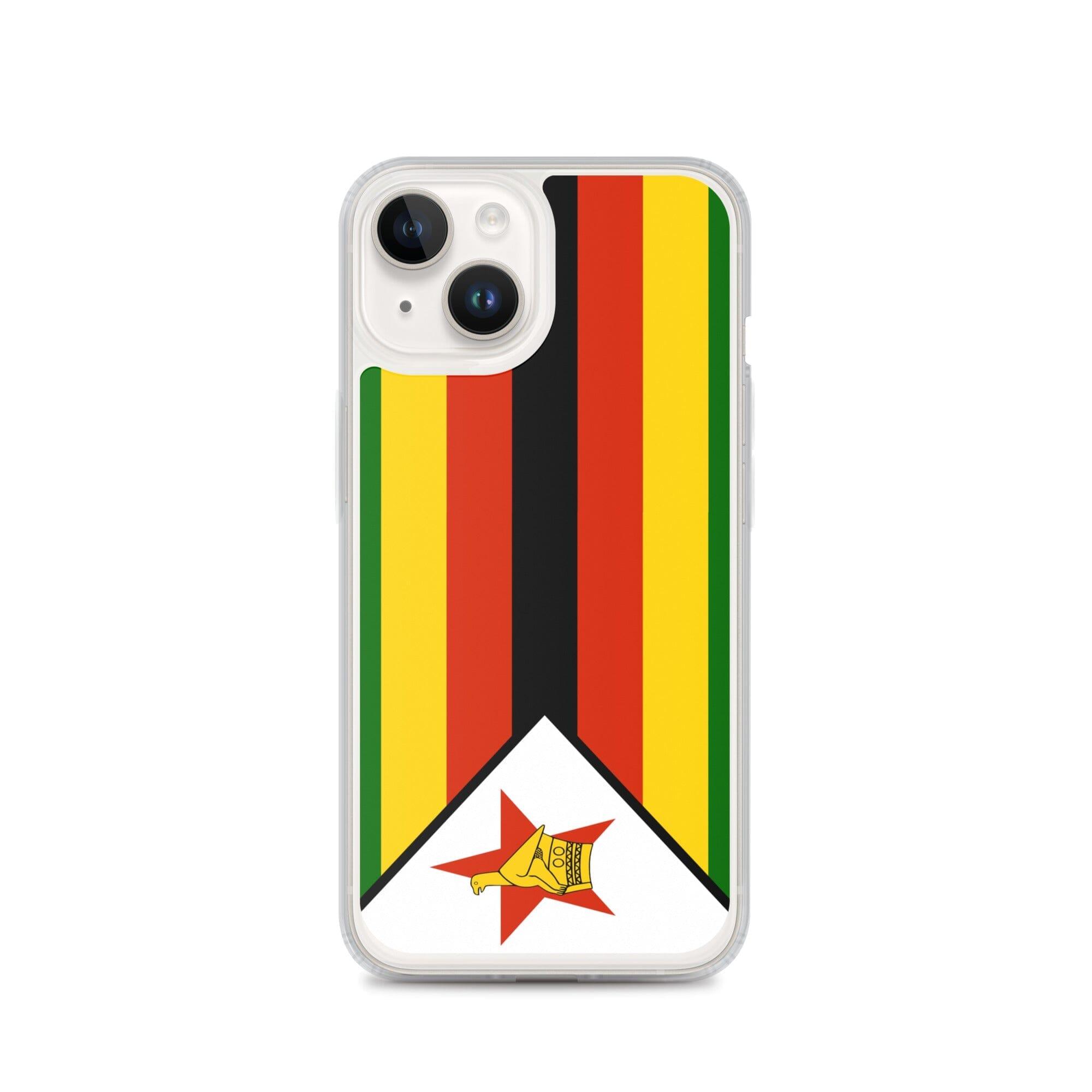 Coque de téléphone avec le drapeau du Zimbabwe, en plastique transparent et TPU, pour iPhone 6 à 14 Pro Max.