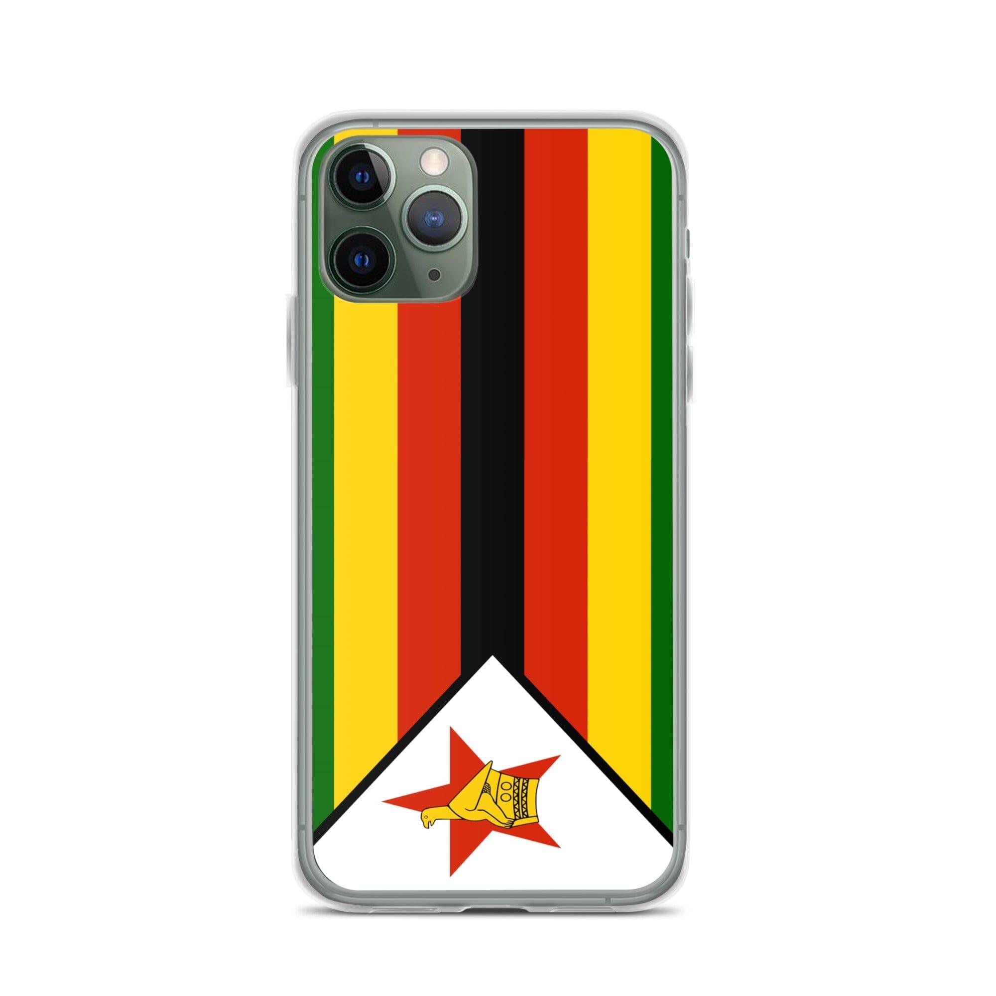 Coque de téléphone avec le drapeau du Zimbabwe, en plastique transparent et TPU, pour iPhone 6 à 14 Pro Max.