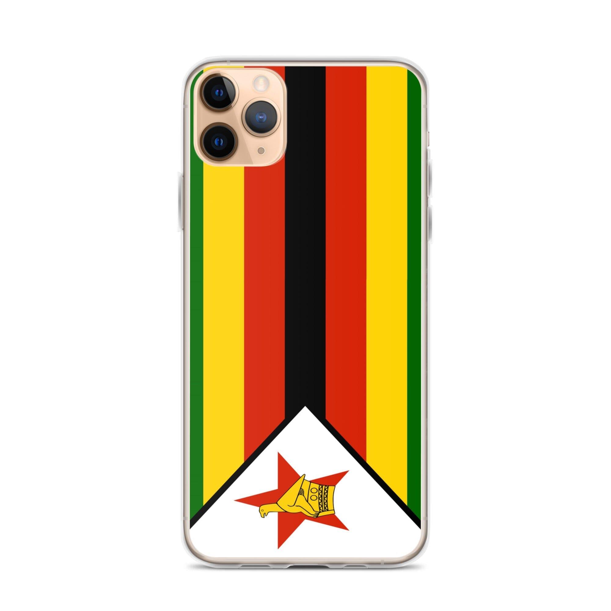 Coque de téléphone avec le drapeau du Zimbabwe, en plastique transparent et TPU, pour iPhone 6 à 14 Pro Max.