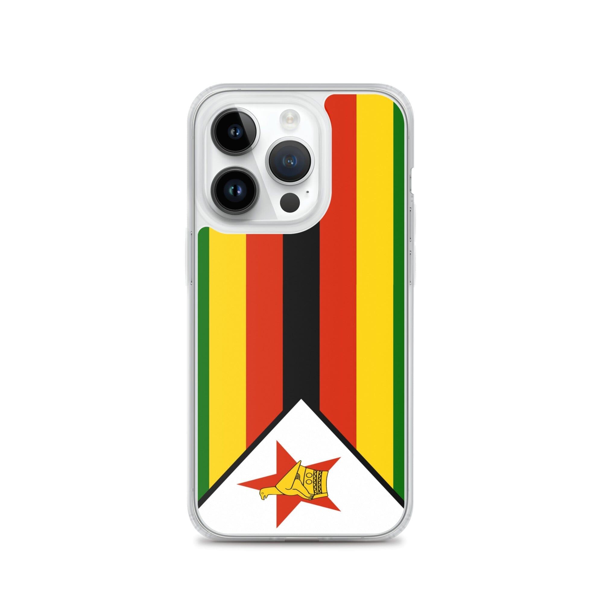 Coque de téléphone avec le drapeau du Zimbabwe, en plastique transparent et TPU, pour iPhone 6 à 14 Pro Max.