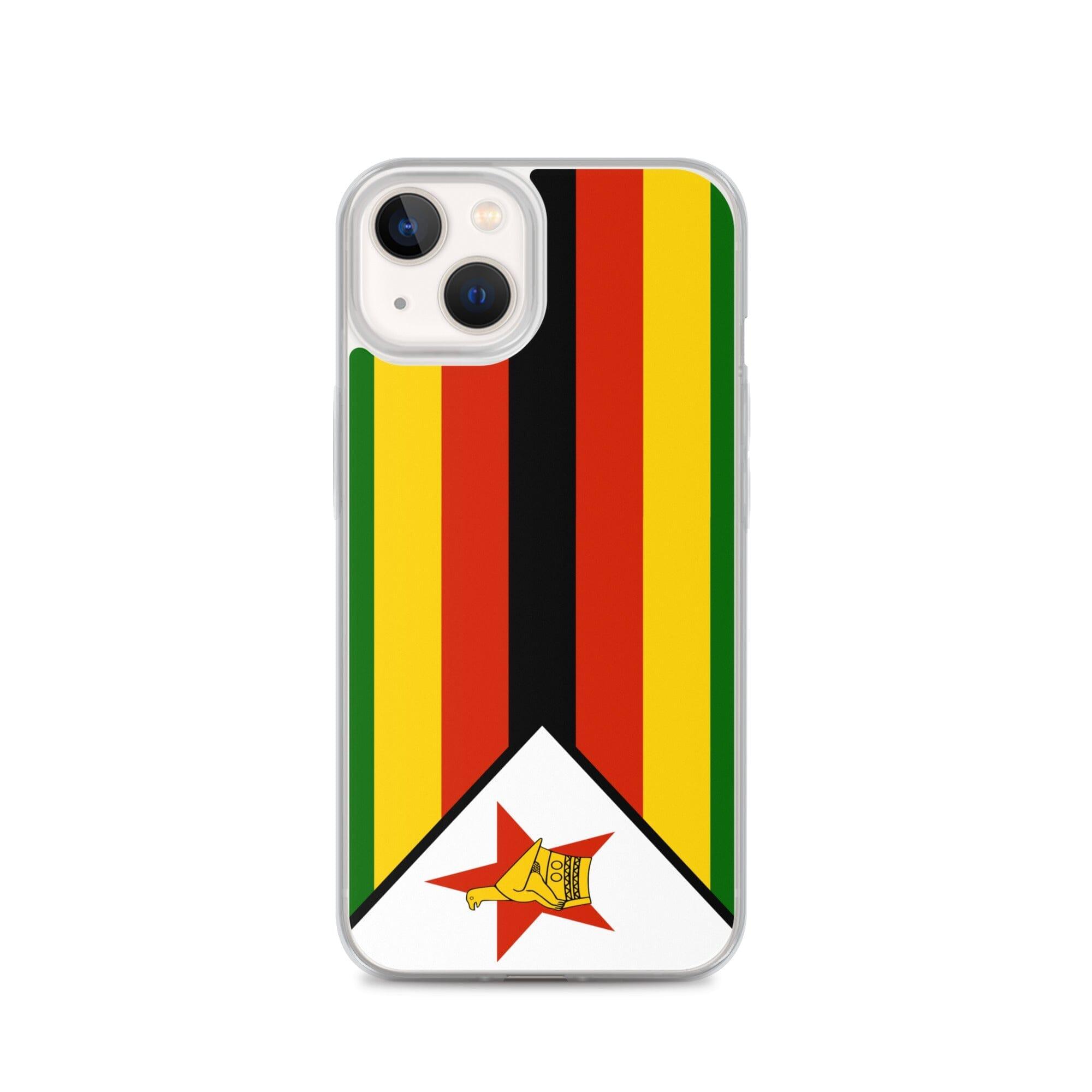 Coque de téléphone avec le drapeau du Zimbabwe, en plastique transparent et TPU, pour iPhone 6 à 14 Pro Max.