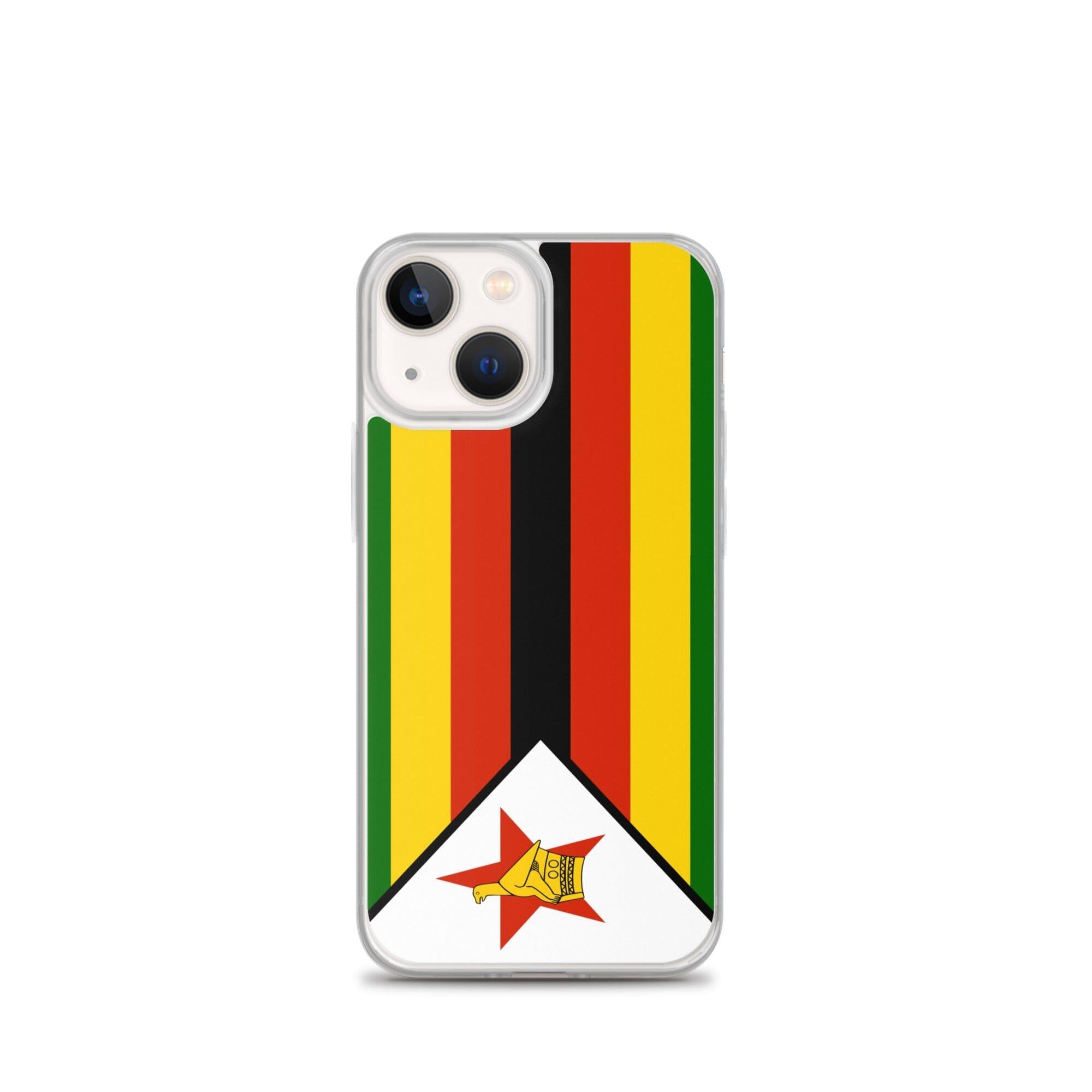 Coque de téléphone avec le drapeau du Zimbabwe, en plastique transparent et TPU, pour iPhone 6 à 14 Pro Max.