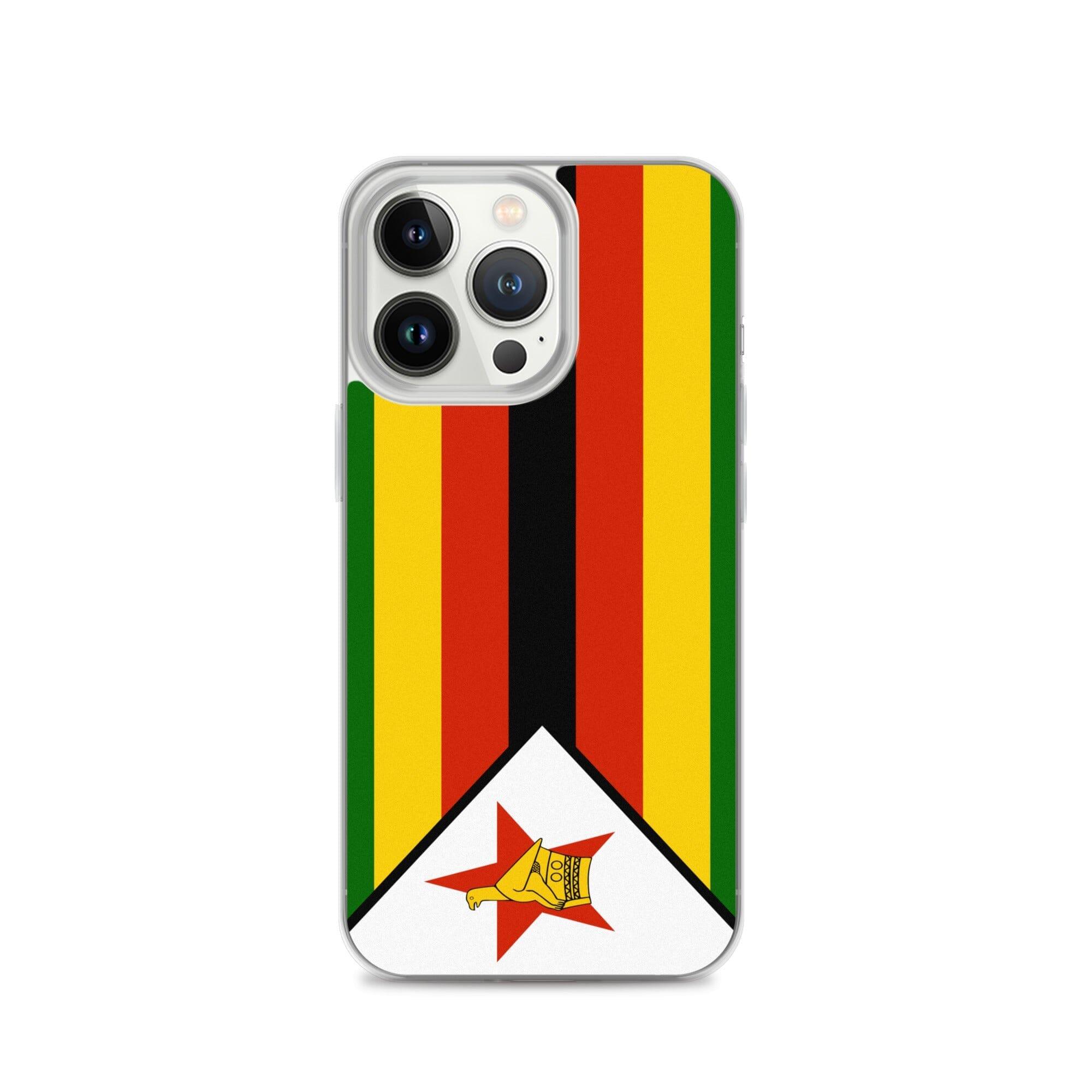 Coque de téléphone avec le drapeau du Zimbabwe, en plastique transparent et TPU, pour iPhone 6 à 14 Pro Max.