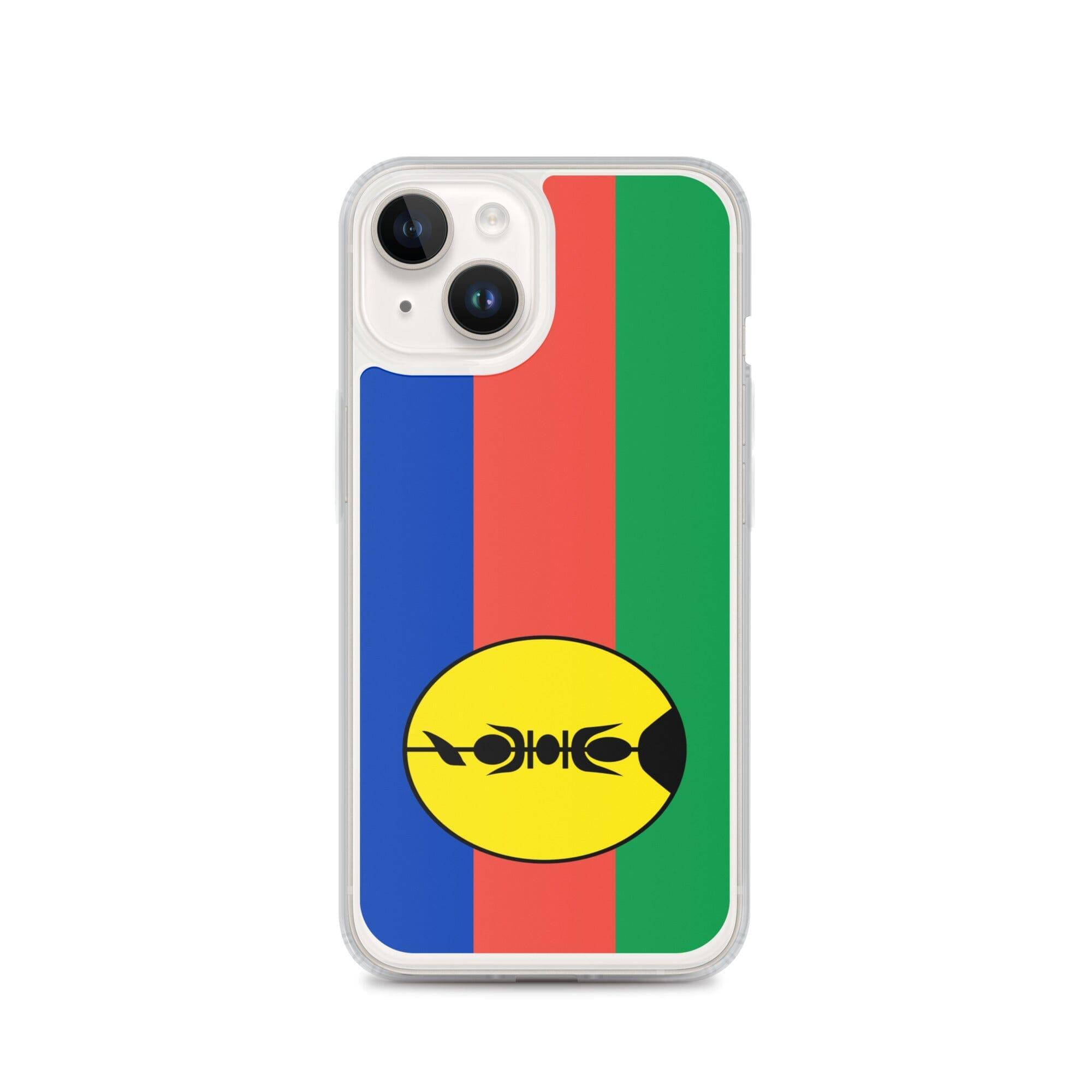 Coque de téléphone avec les drapeaux de la Nouvelle-Calédonie, en plastique transparent et TPU, pour iPhone.