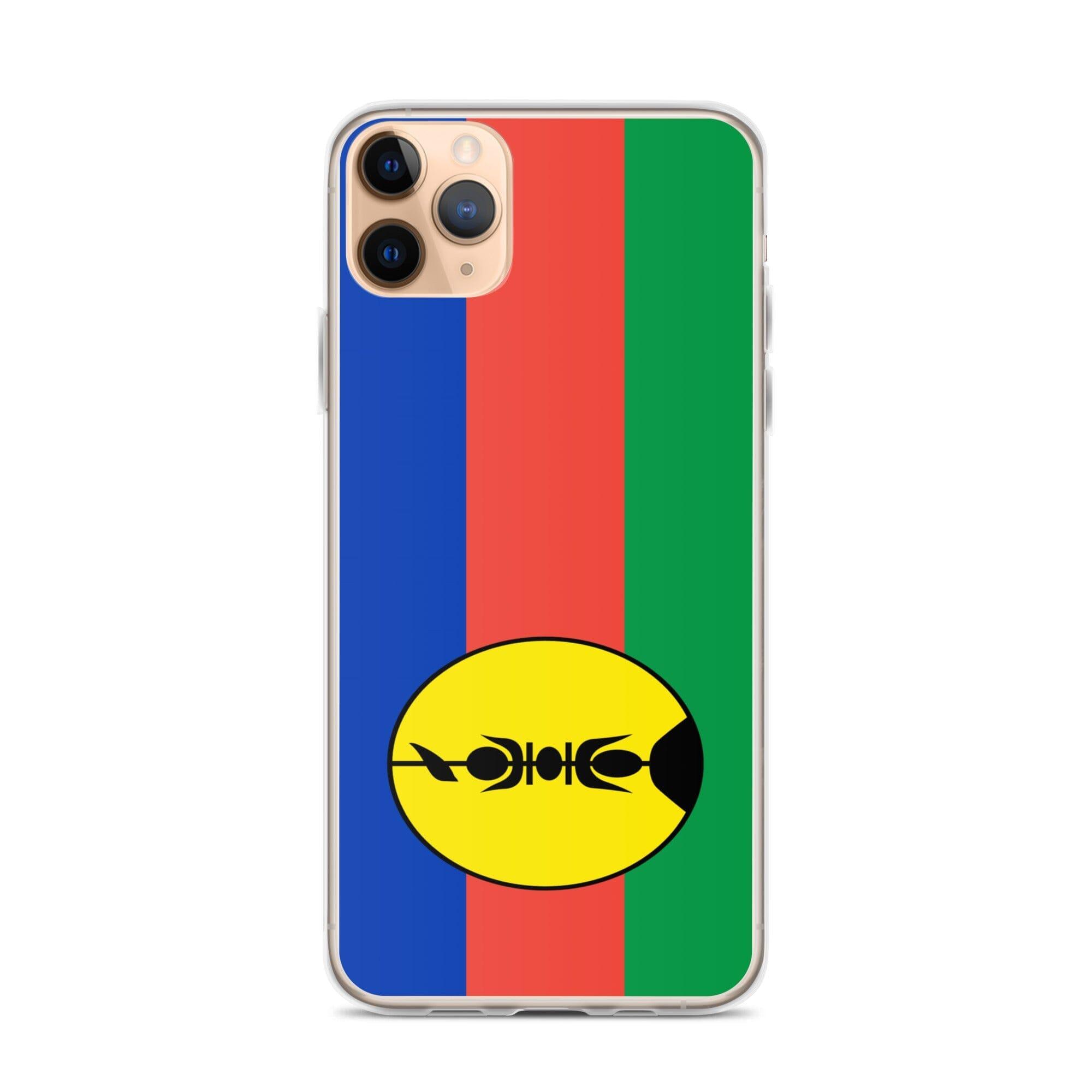 Coque de téléphone avec les drapeaux de la Nouvelle-Calédonie, en plastique transparent et TPU, pour iPhone.