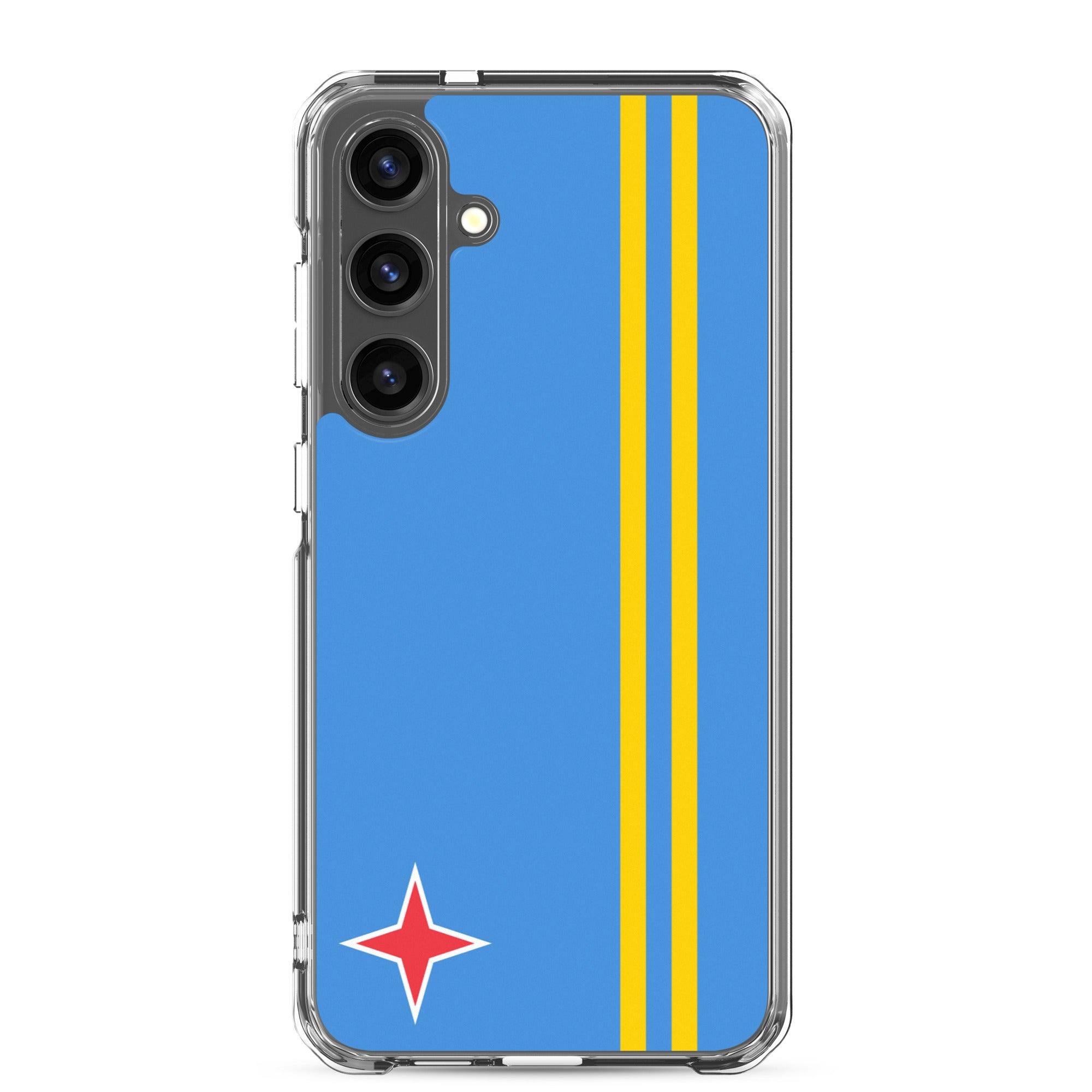 Coque de téléphone avec le drapeau d'Aruba, en TPU, offrant une protection élégante et durable.