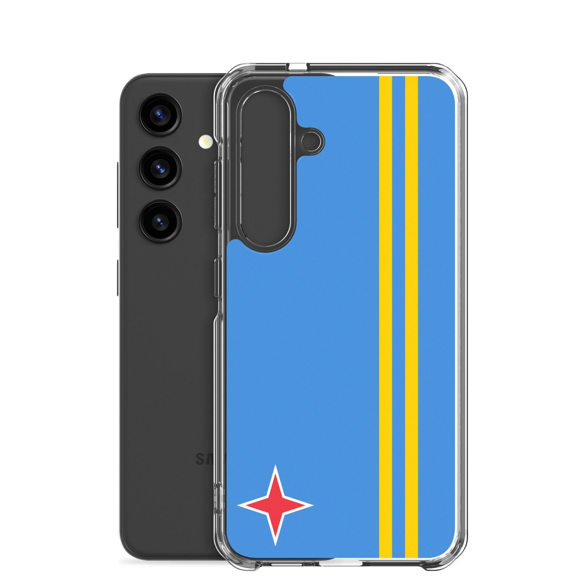 Coque de téléphone avec le drapeau d'Aruba, en TPU, offrant une protection élégante et durable.