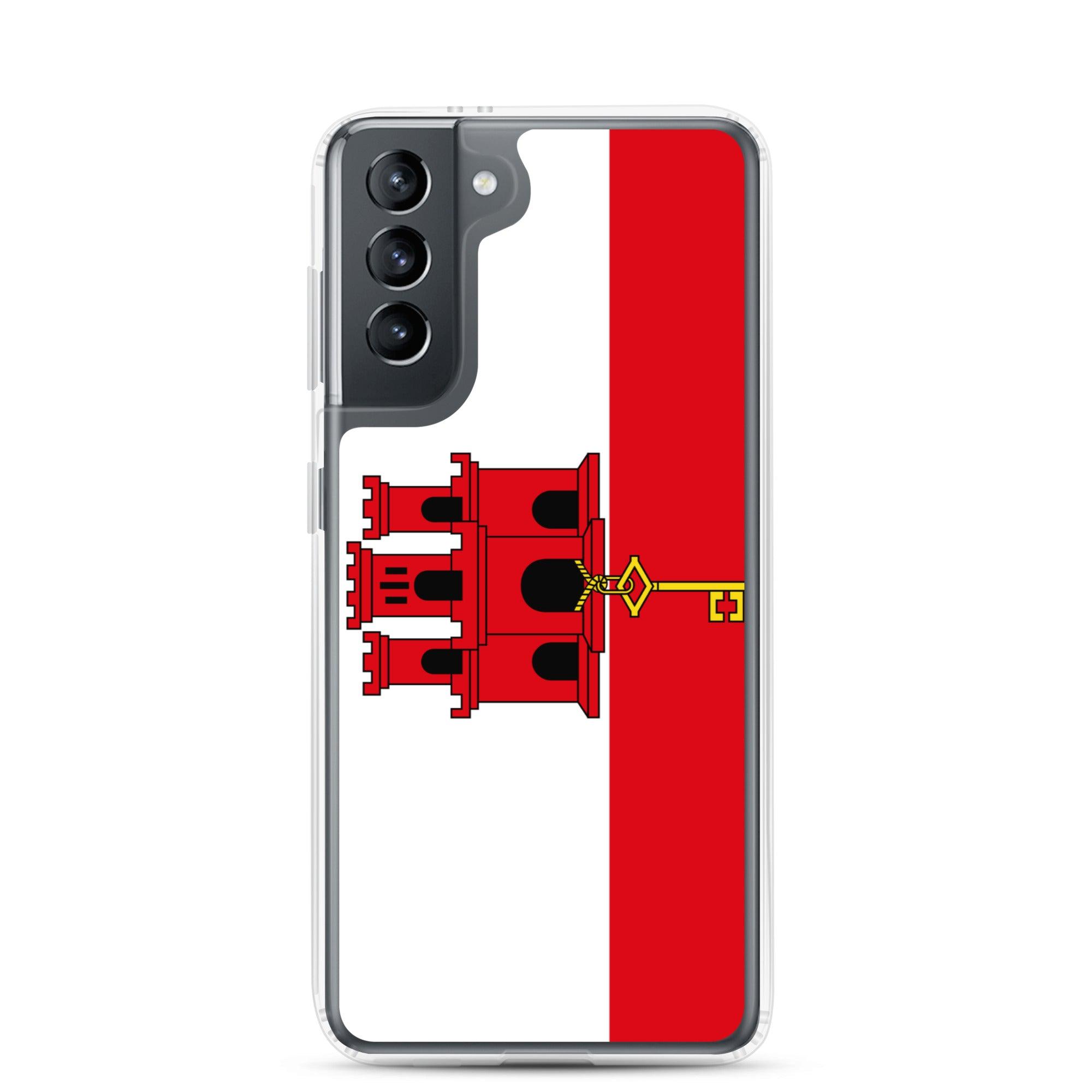 Coque de téléphone avec le drapeau de Gibraltar, en TPU, offrant une protection élégante et durable.