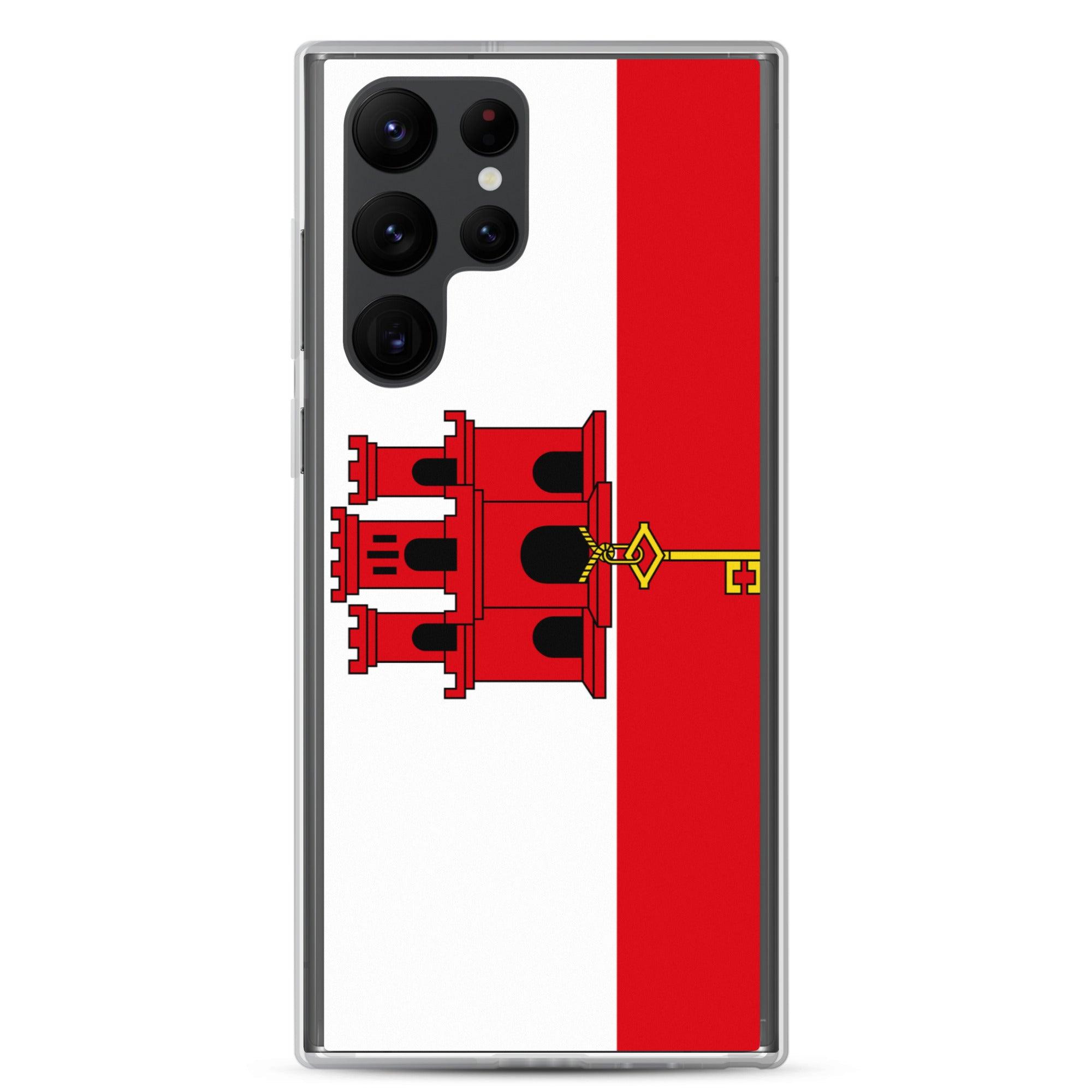 Coque de téléphone avec le drapeau de Gibraltar, en TPU, offrant une protection élégante et durable.