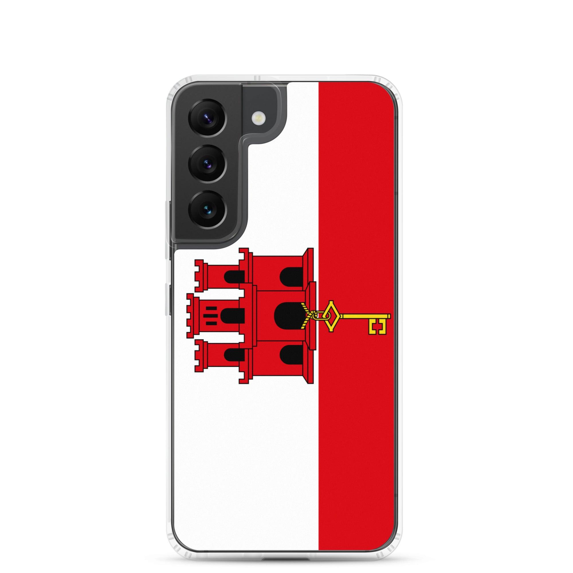 Coque de téléphone avec le drapeau de Gibraltar, en TPU, offrant une protection élégante et durable.