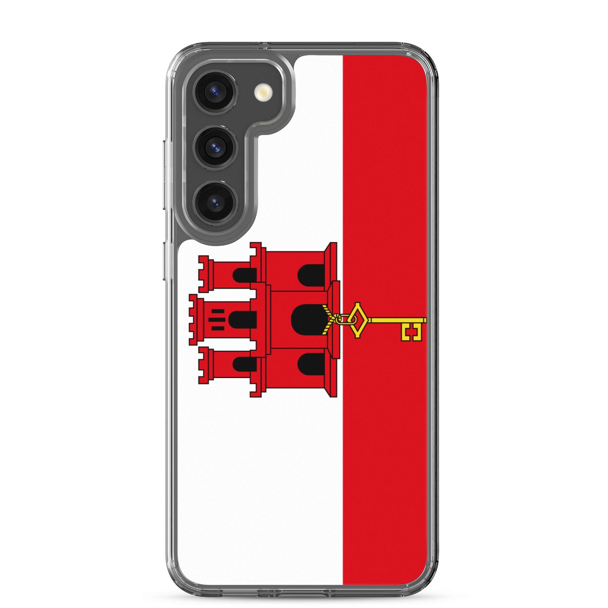 Coque de téléphone avec le drapeau de Gibraltar, en TPU, offrant une protection élégante et durable.