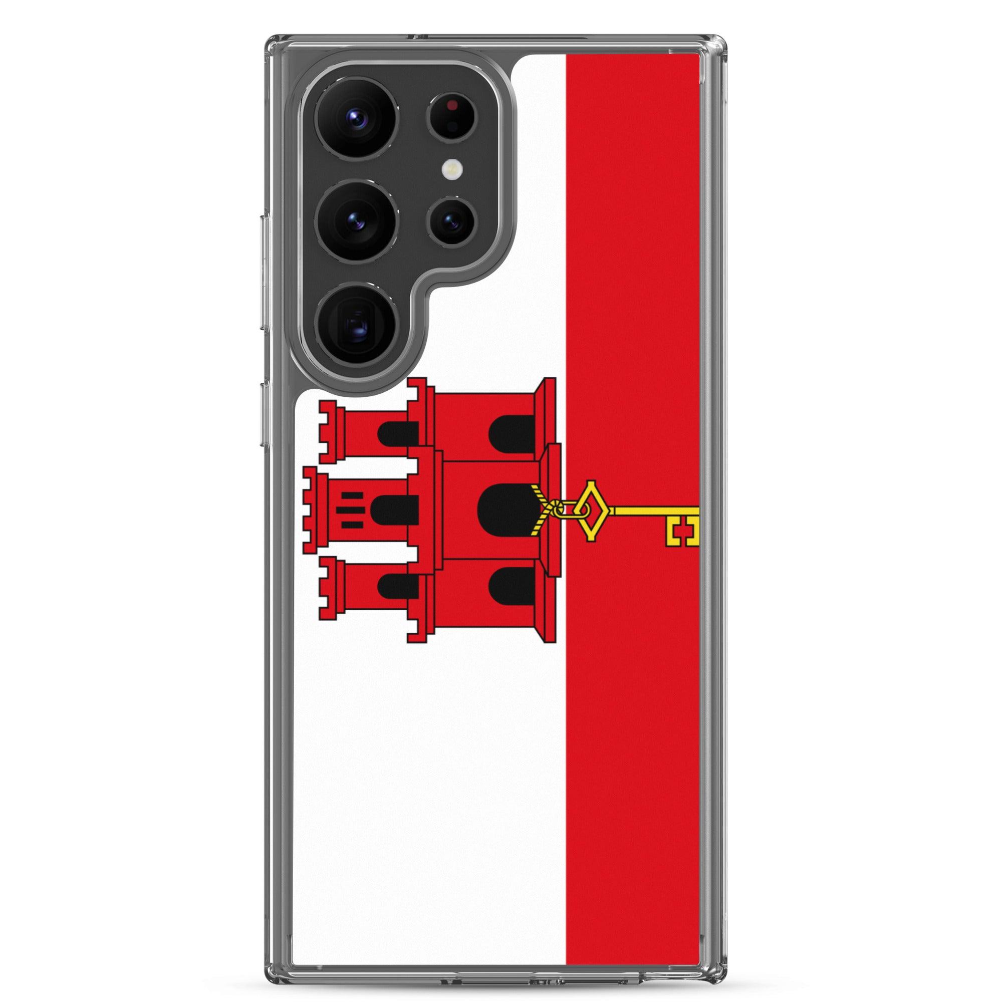 Coque de téléphone avec le drapeau de Gibraltar, en TPU, offrant une protection élégante et durable.