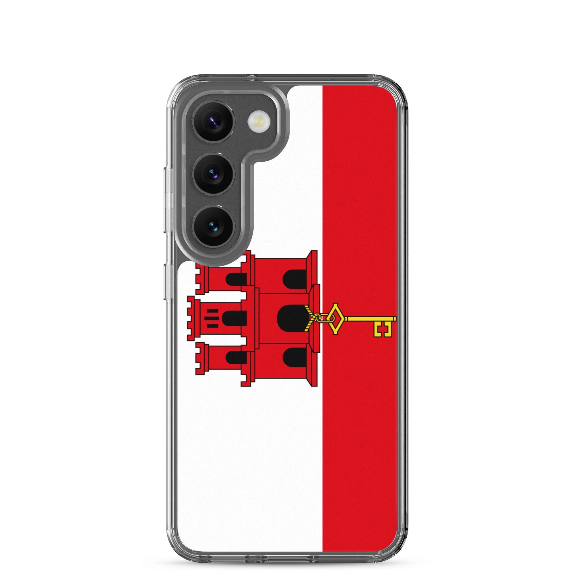 Coque de téléphone avec le drapeau de Gibraltar, en TPU, offrant une protection élégante et durable.