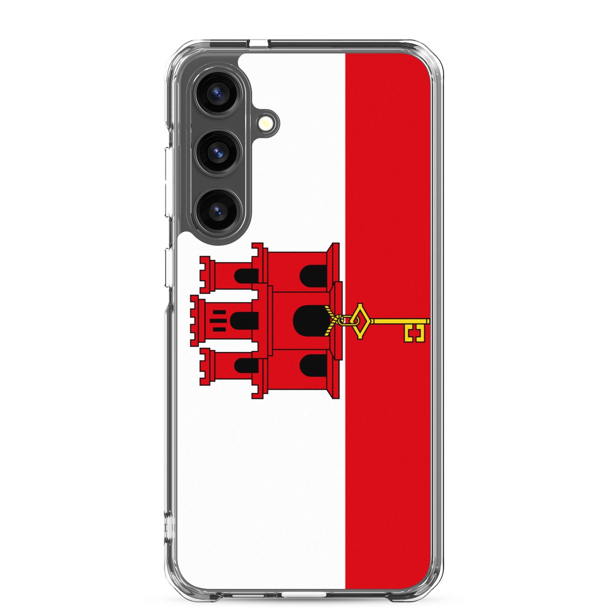 Coque de téléphone avec le drapeau de Gibraltar, en TPU, offrant une protection élégante et durable.