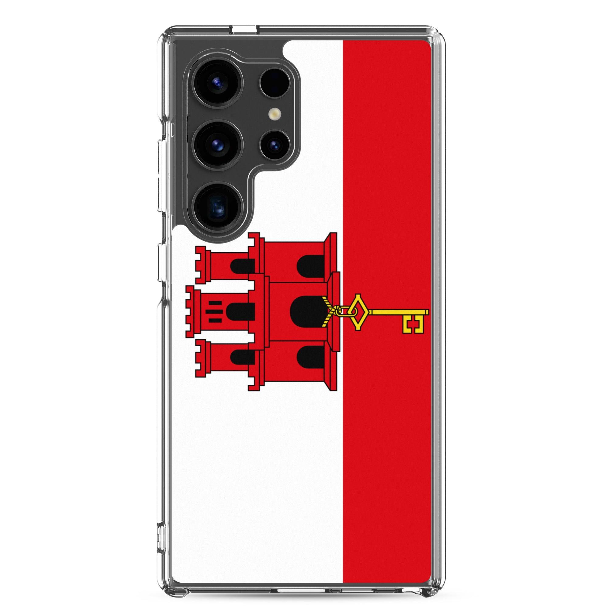 Coque de téléphone avec le drapeau de Gibraltar, en TPU, offrant une protection élégante et durable.