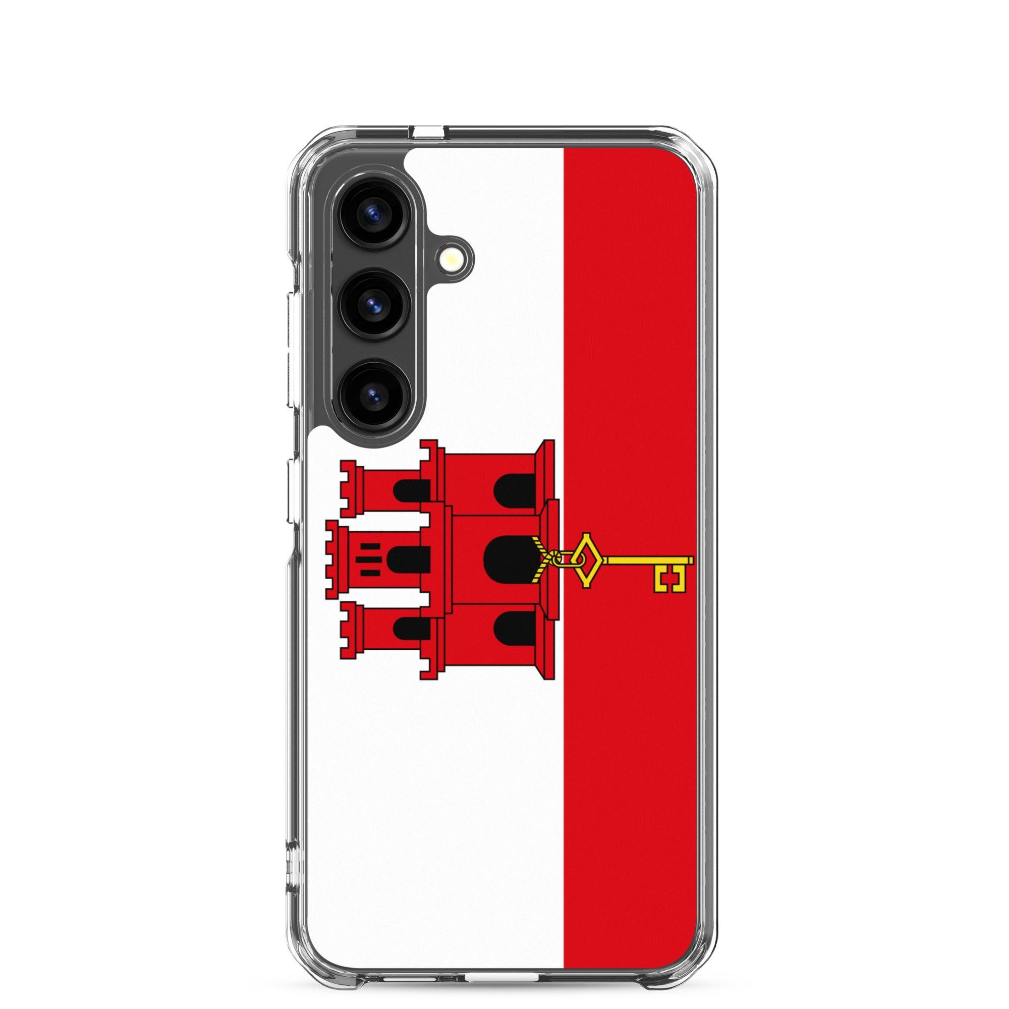 Coque de téléphone avec le drapeau de Gibraltar, en TPU, offrant une protection élégante et durable.