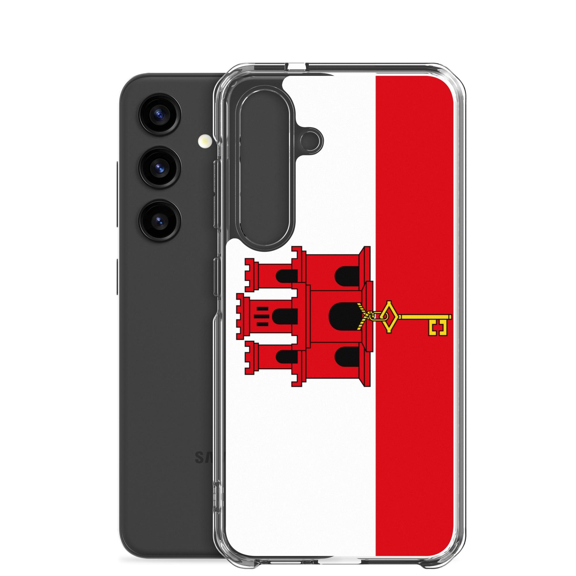 Coque de téléphone avec le drapeau de Gibraltar, en TPU, offrant une protection élégante et durable.