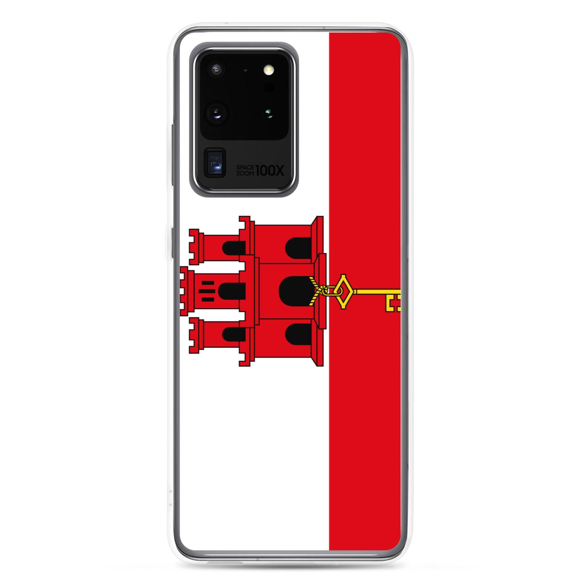 Coque de téléphone avec le drapeau de Gibraltar, en TPU, offrant une protection élégante et durable.