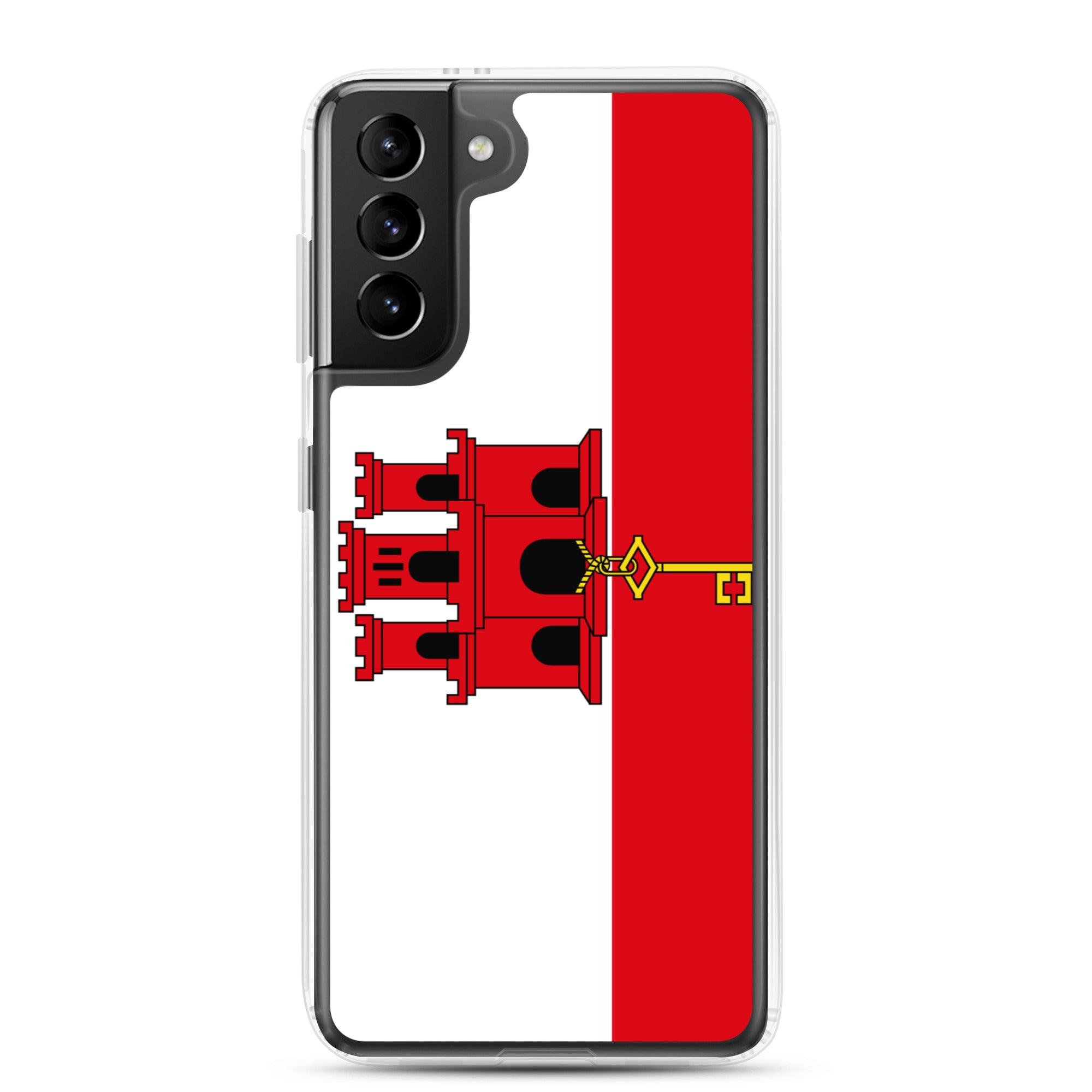 Coque de téléphone avec le drapeau de Gibraltar, en TPU, offrant une protection élégante et durable.