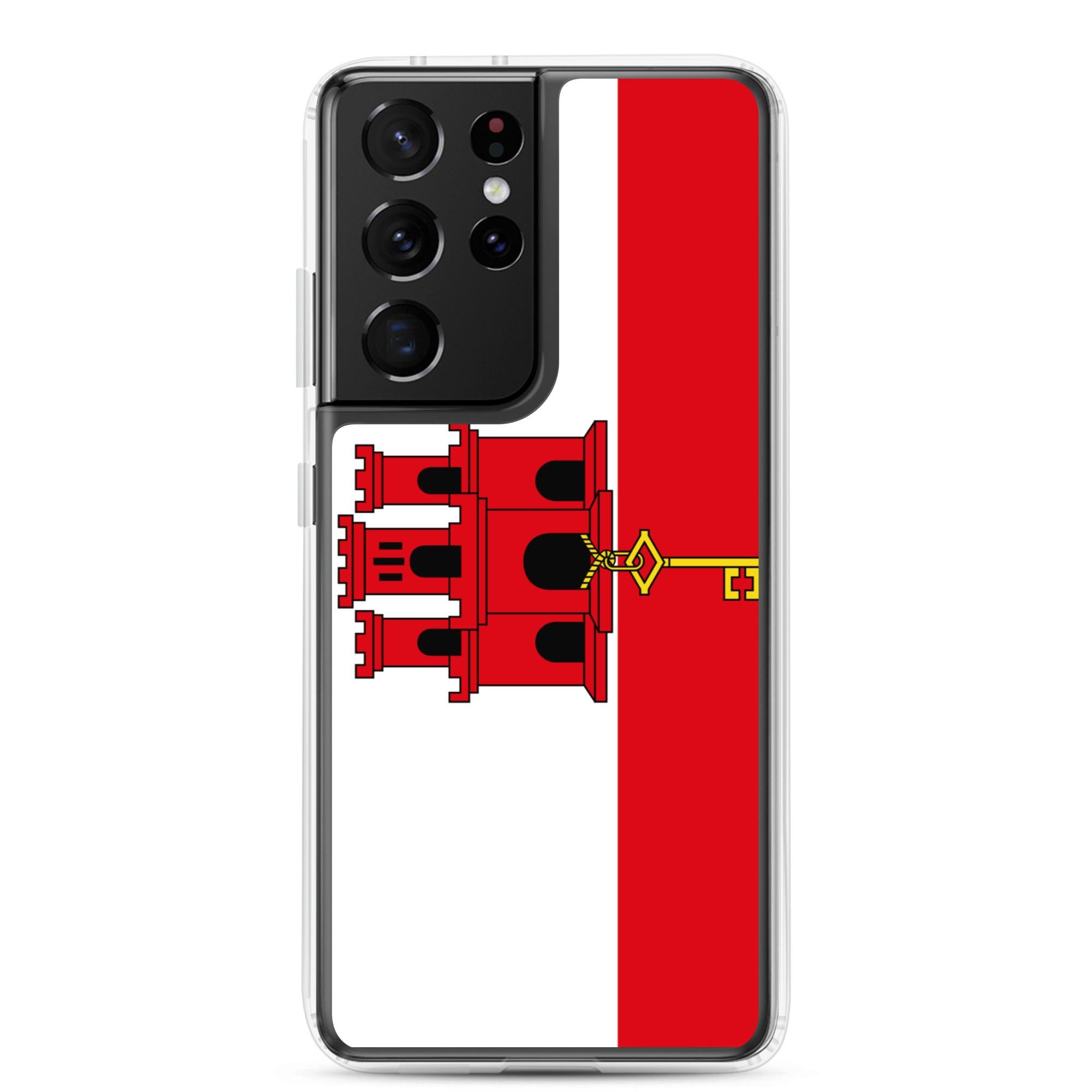 Coque de téléphone avec le drapeau de Gibraltar, en TPU, offrant une protection élégante et durable.