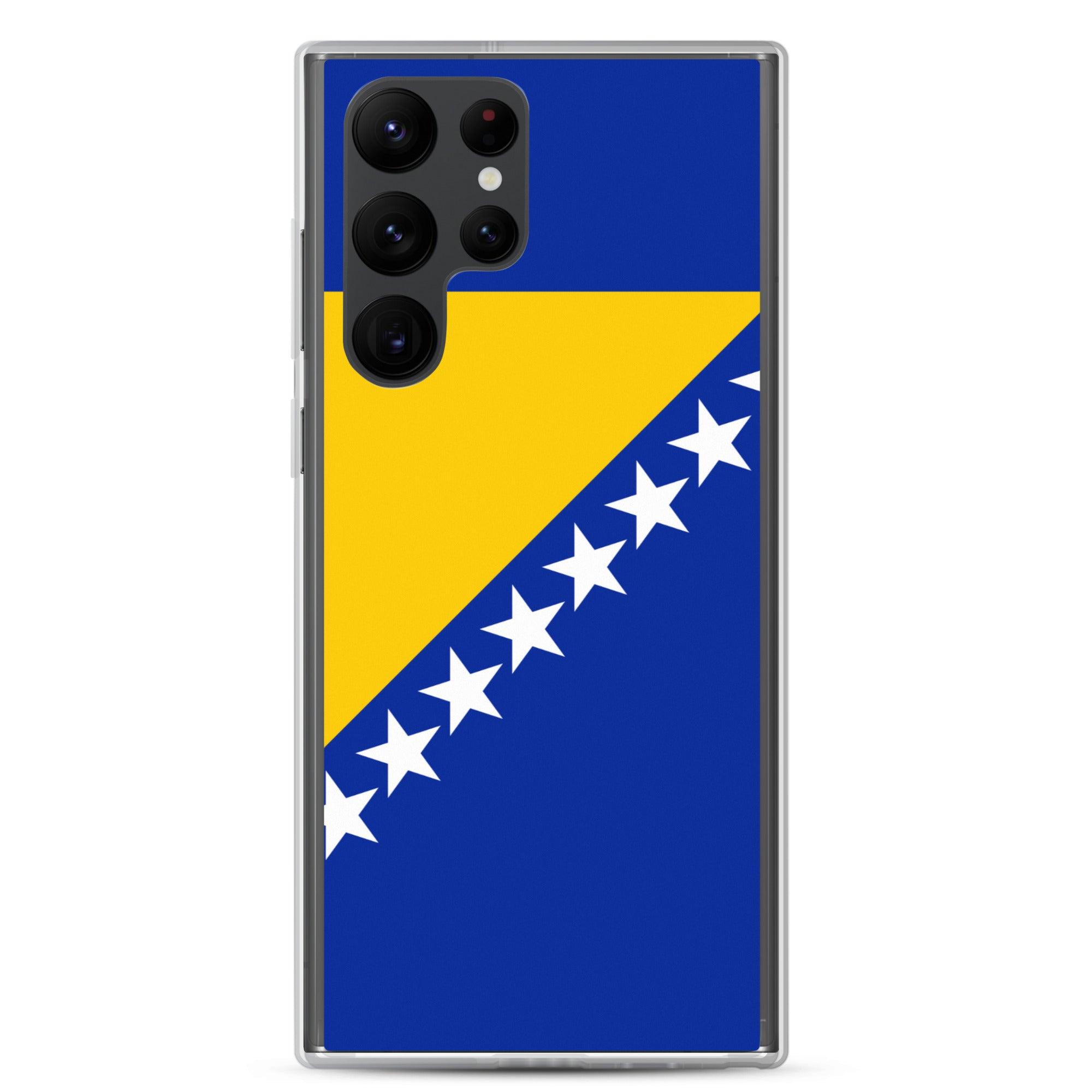 Coque de téléphone avec le drapeau de la Bosnie-Herzégovine, en TPU, offrant une protection et un design élégant.