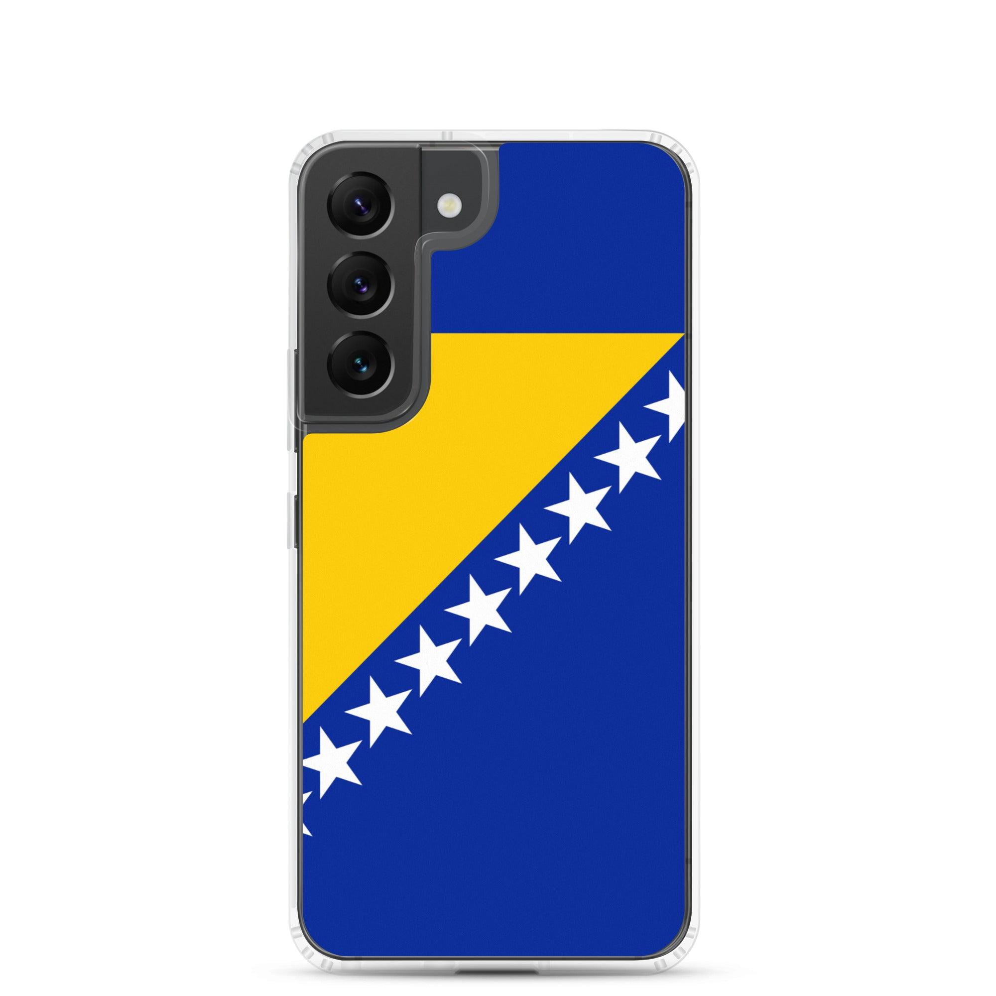 Coque de téléphone avec le drapeau de la Bosnie-Herzégovine, en TPU, offrant une protection et un design élégant.