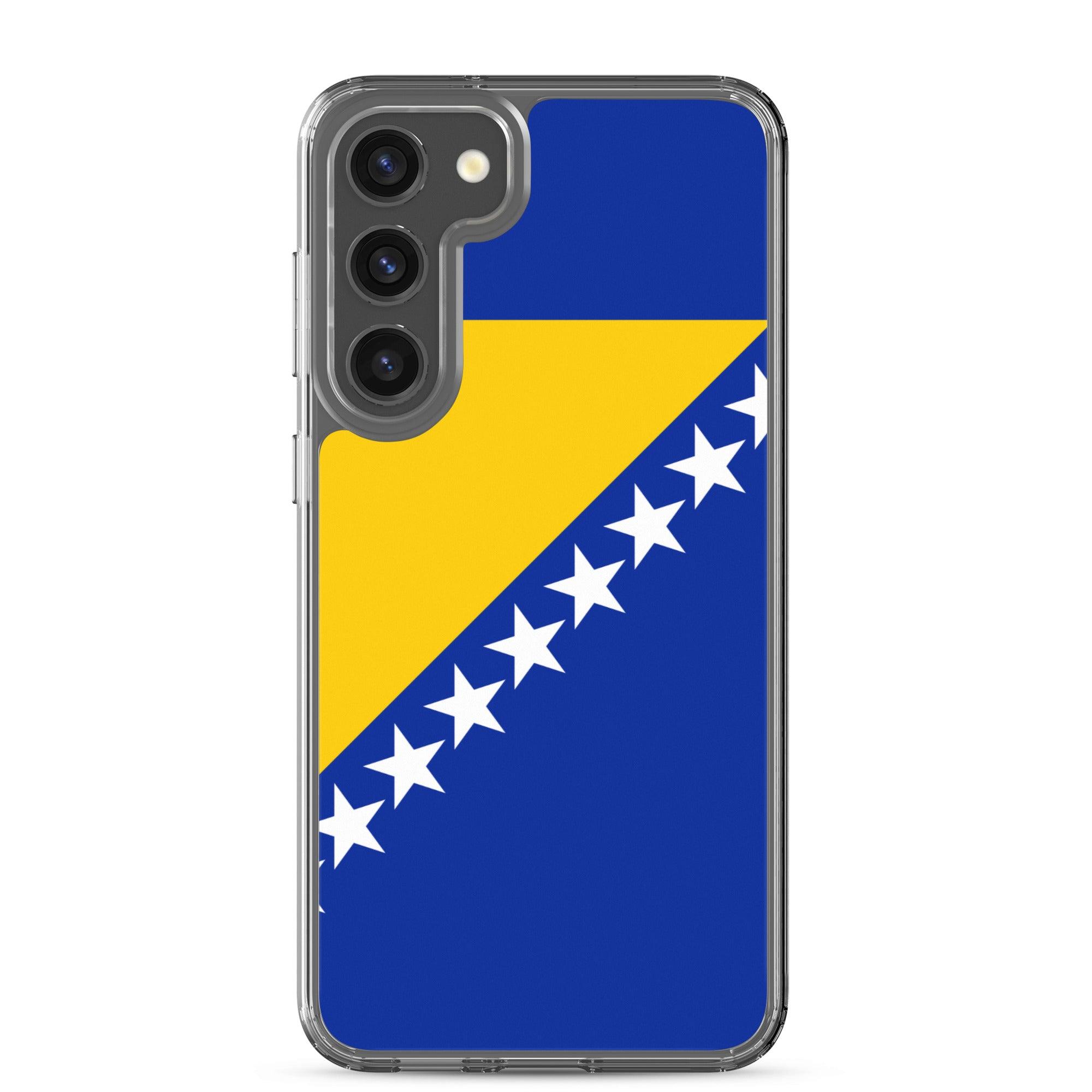 Coque de téléphone avec le drapeau de la Bosnie-Herzégovine, en TPU, offrant une protection et un design élégant.