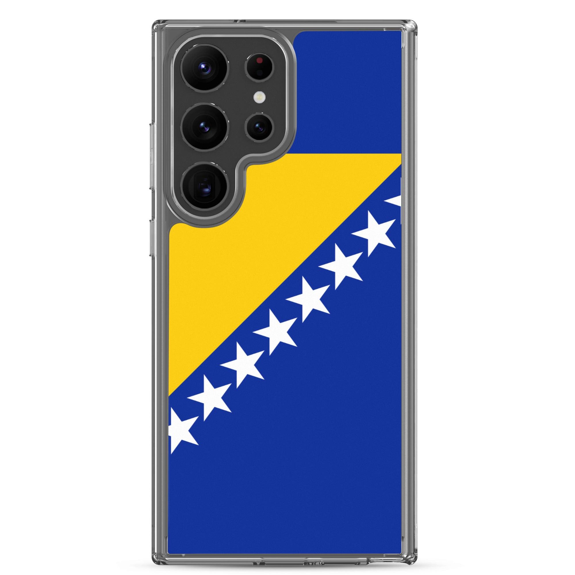 Coque de téléphone avec le drapeau de la Bosnie-Herzégovine, en TPU, offrant une protection et un design élégant.