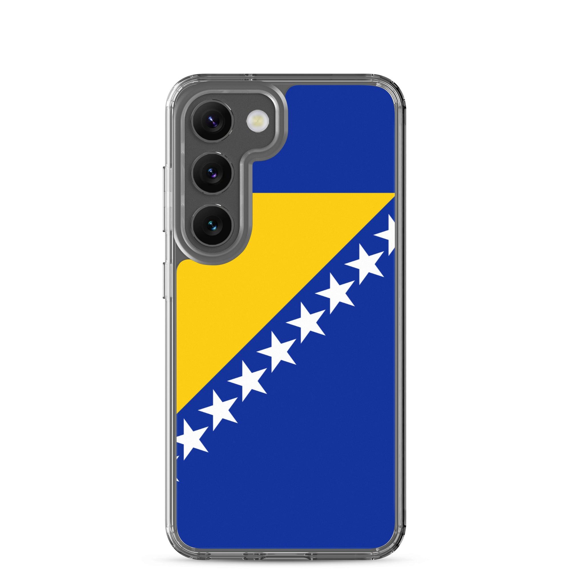 Coque de téléphone avec le drapeau de la Bosnie-Herzégovine, en TPU, offrant une protection et un design élégant.