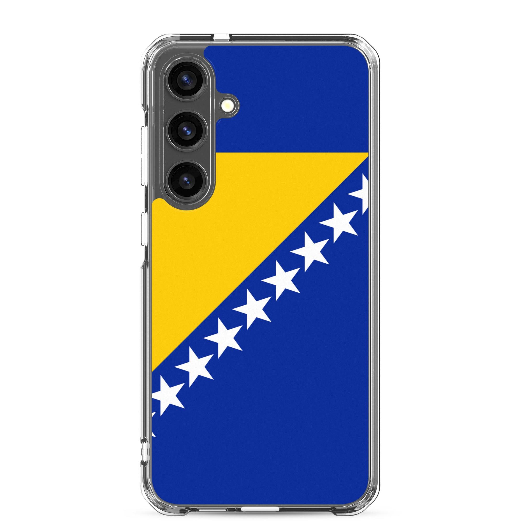 Coque de téléphone avec le drapeau de la Bosnie-Herzégovine, en TPU, offrant une protection et un design élégant.