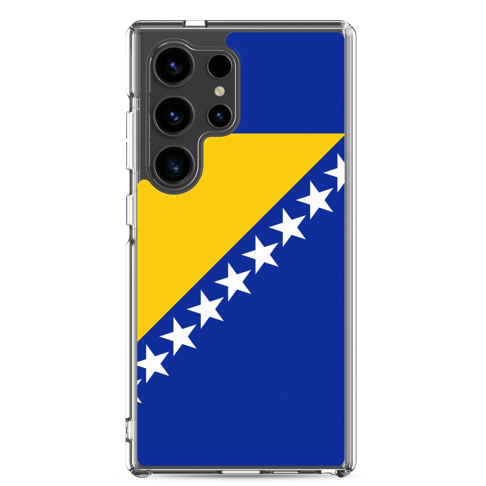 Coque de téléphone avec le drapeau de la Bosnie-Herzégovine, en TPU, offrant une protection et un design élégant.