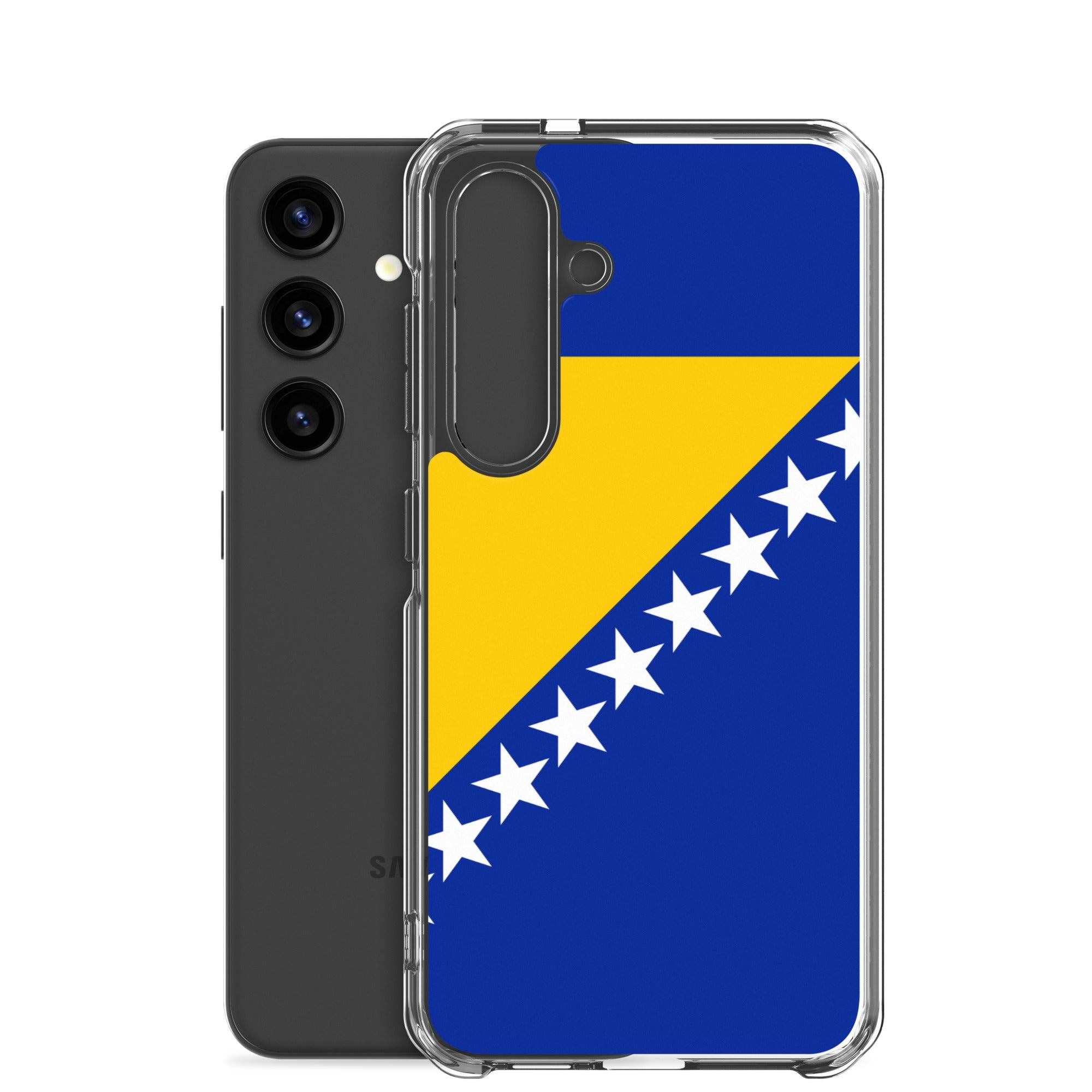 Coque de téléphone avec le drapeau de la Bosnie-Herzégovine, en TPU, offrant une protection et un design élégant.