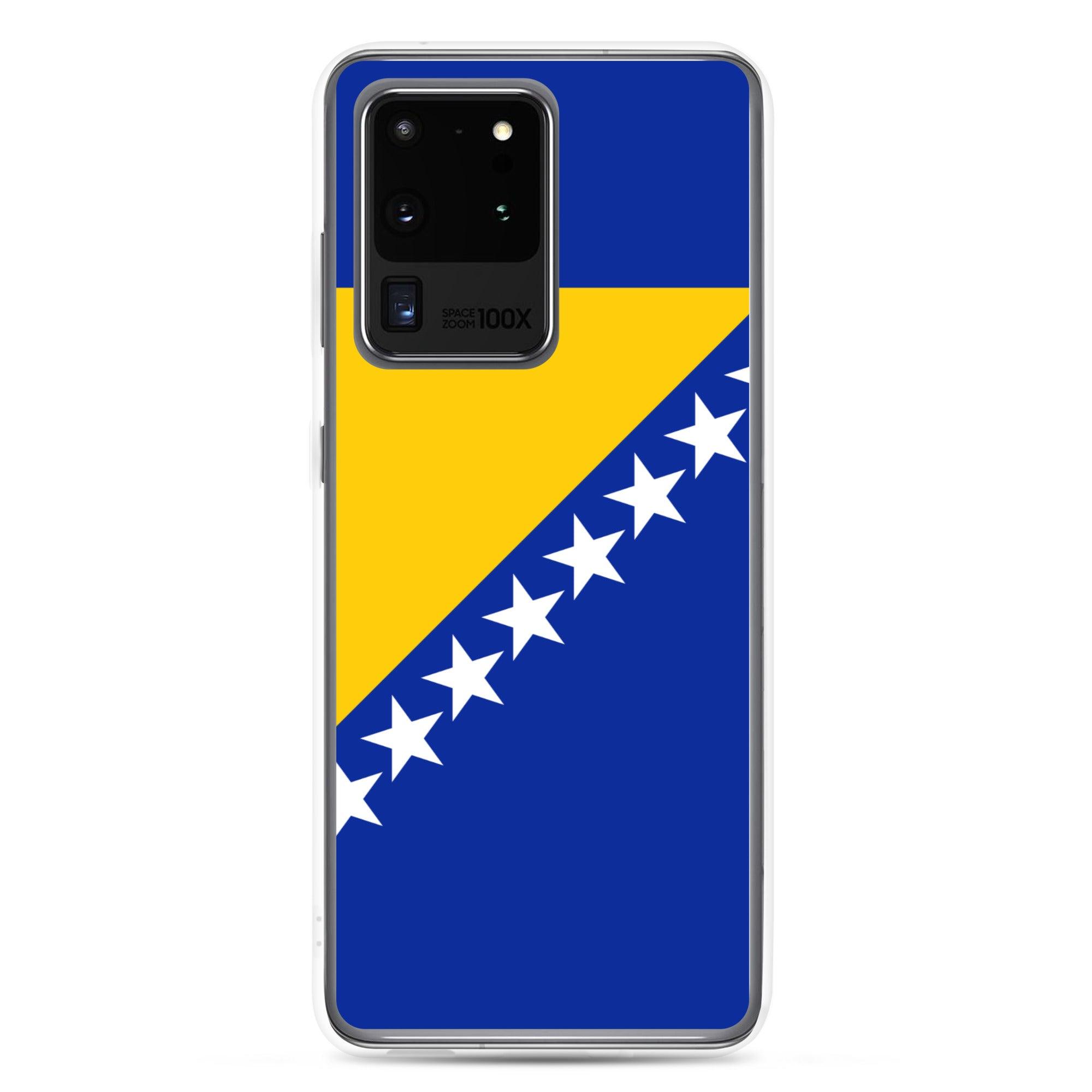 Coque de téléphone avec le drapeau de la Bosnie-Herzégovine, en TPU, offrant une protection et un design élégant.